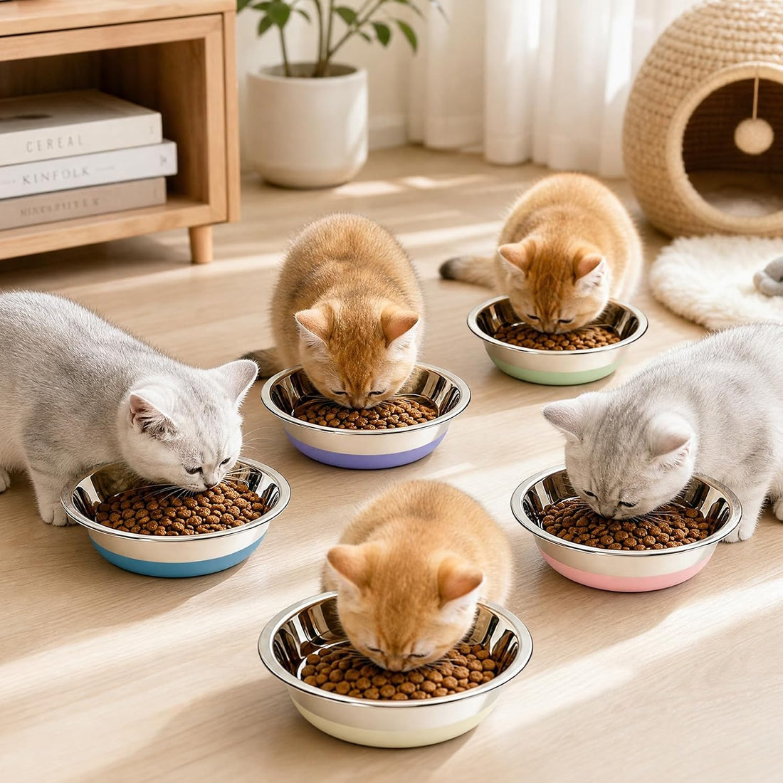 5 Pack Stainless Steel Cat Bowls
