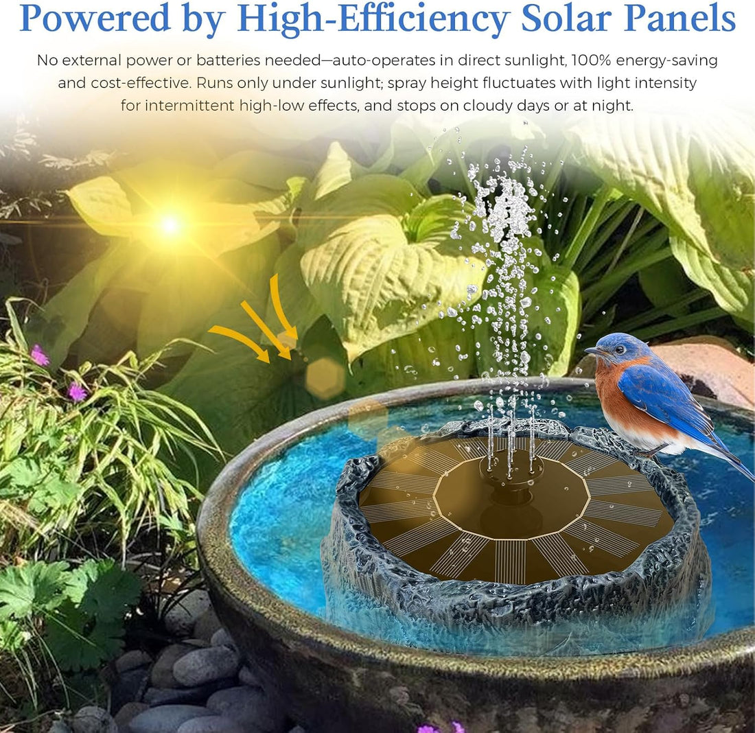 WANGIRO Solar Powered Bird Bath Fountain 7.8 Inch Dark Green