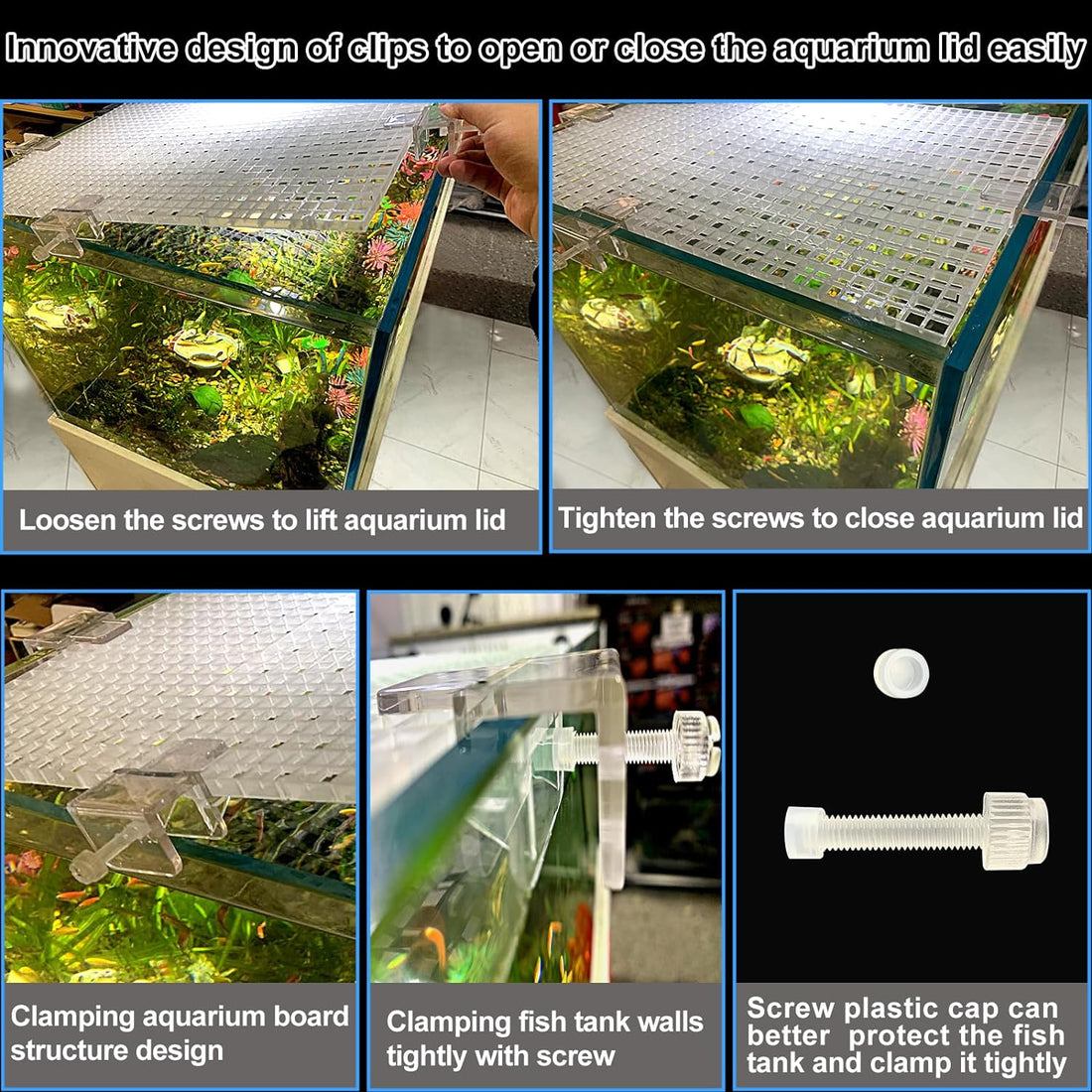 4 Aquarium lid Hood Fish Tank top Cover Terrarium lid Plastic Grid
