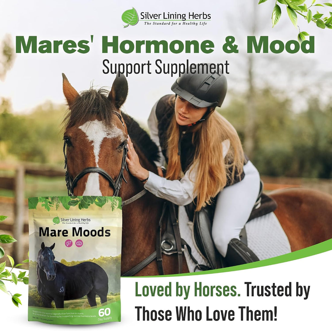 Silver Lining Herbs Mare Moods Calming Supplements for Horses - 1 lb