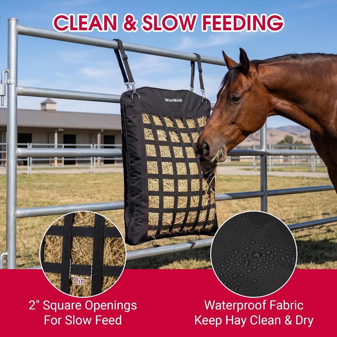 Large Hay Bags for Horses, Horse Slow Feeder, Hay Bags for Goats