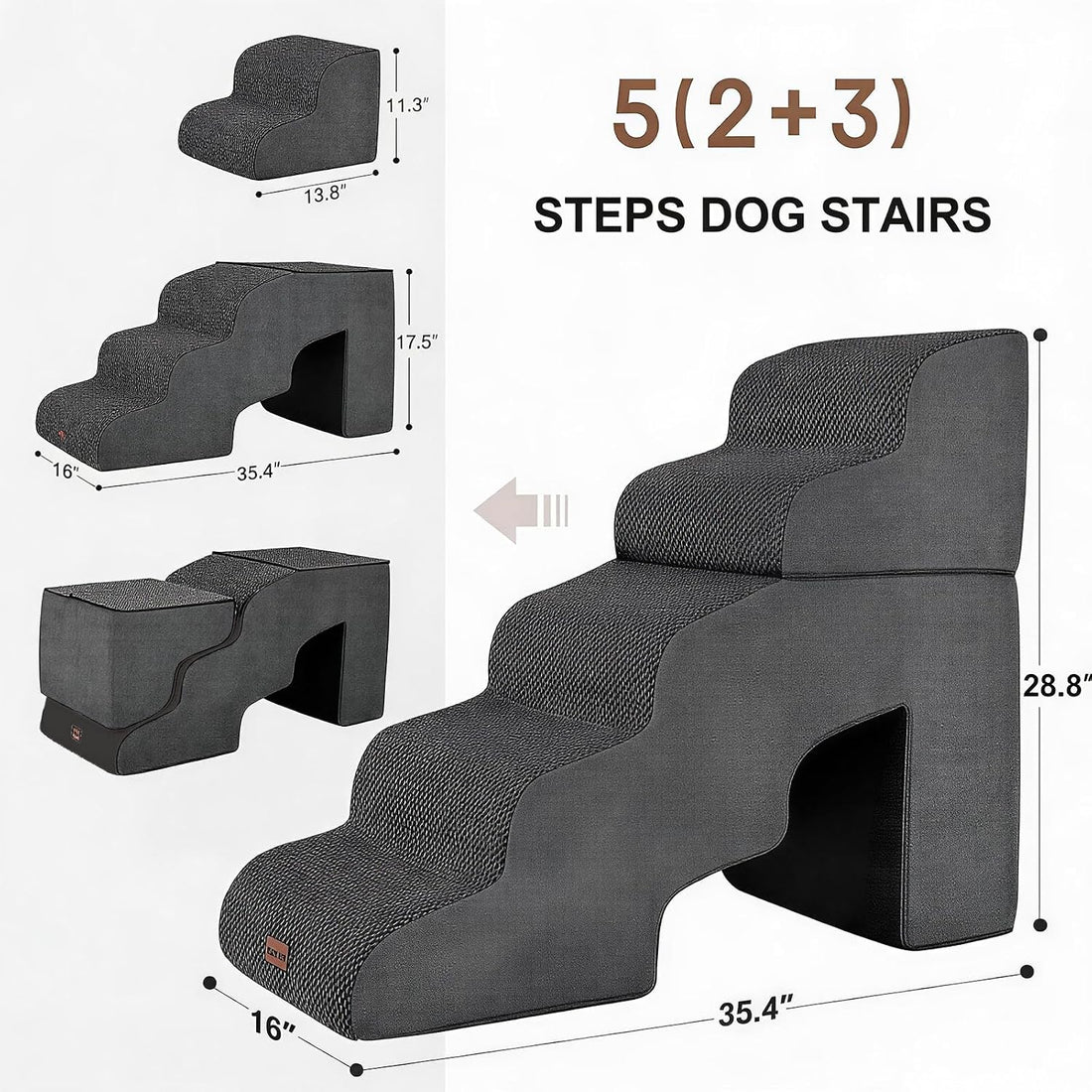 Garnpet Dog Stairs for Bed with Tunnel