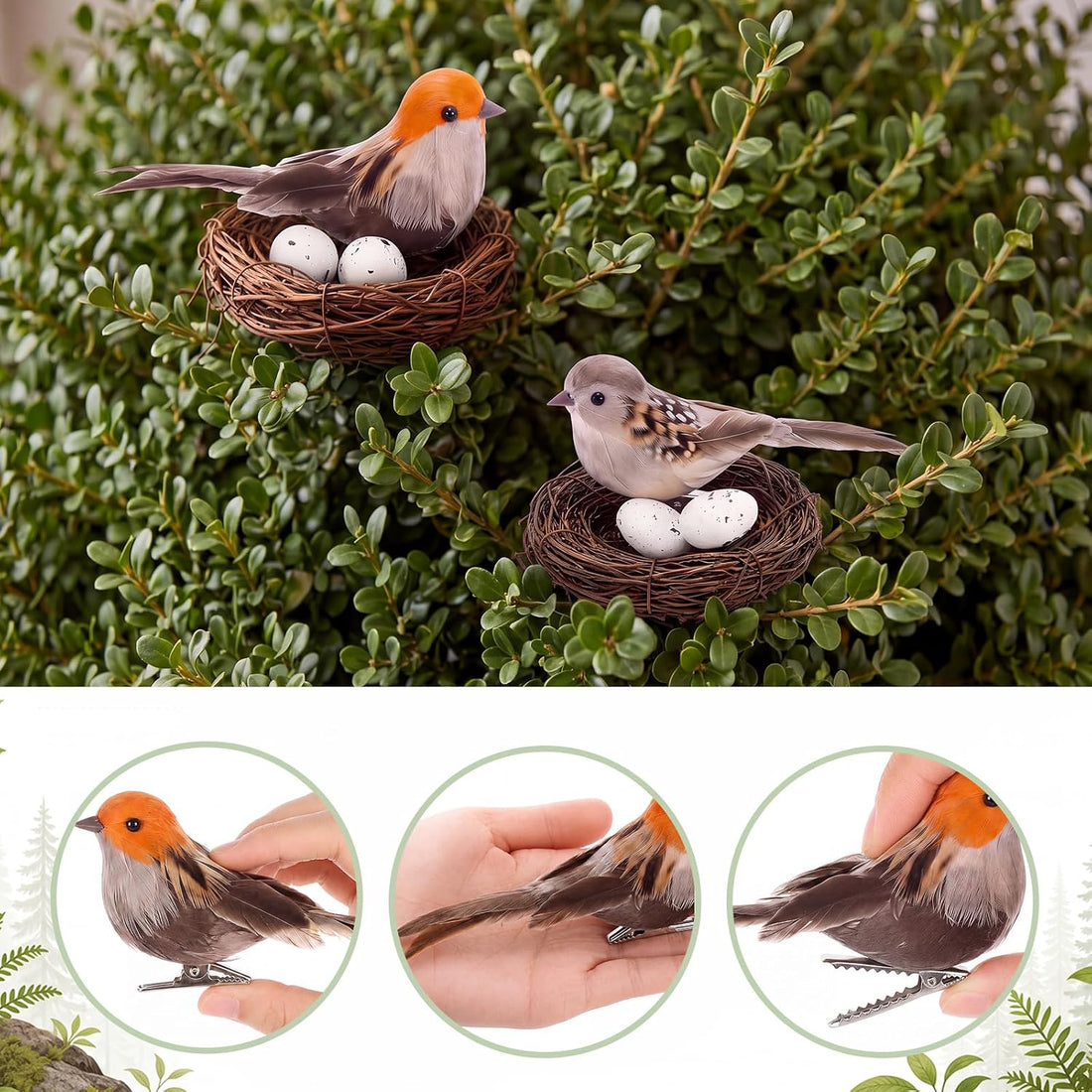 20 Pcs Artificial Birds with Nest and Egg Kit