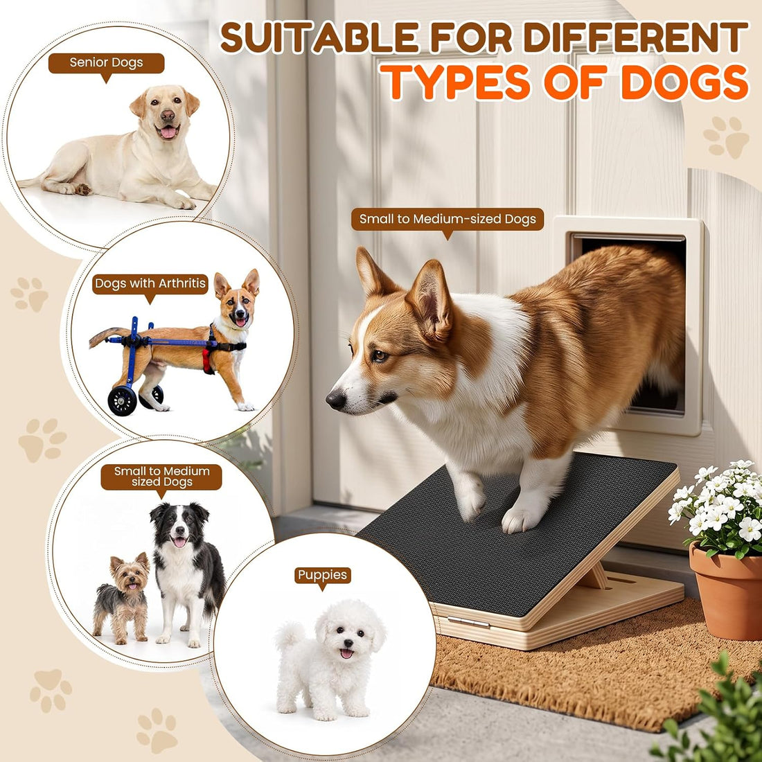 Dog Ramp for Stairs, 4 Pack Adjustable Pet Ramp for Small Dogs