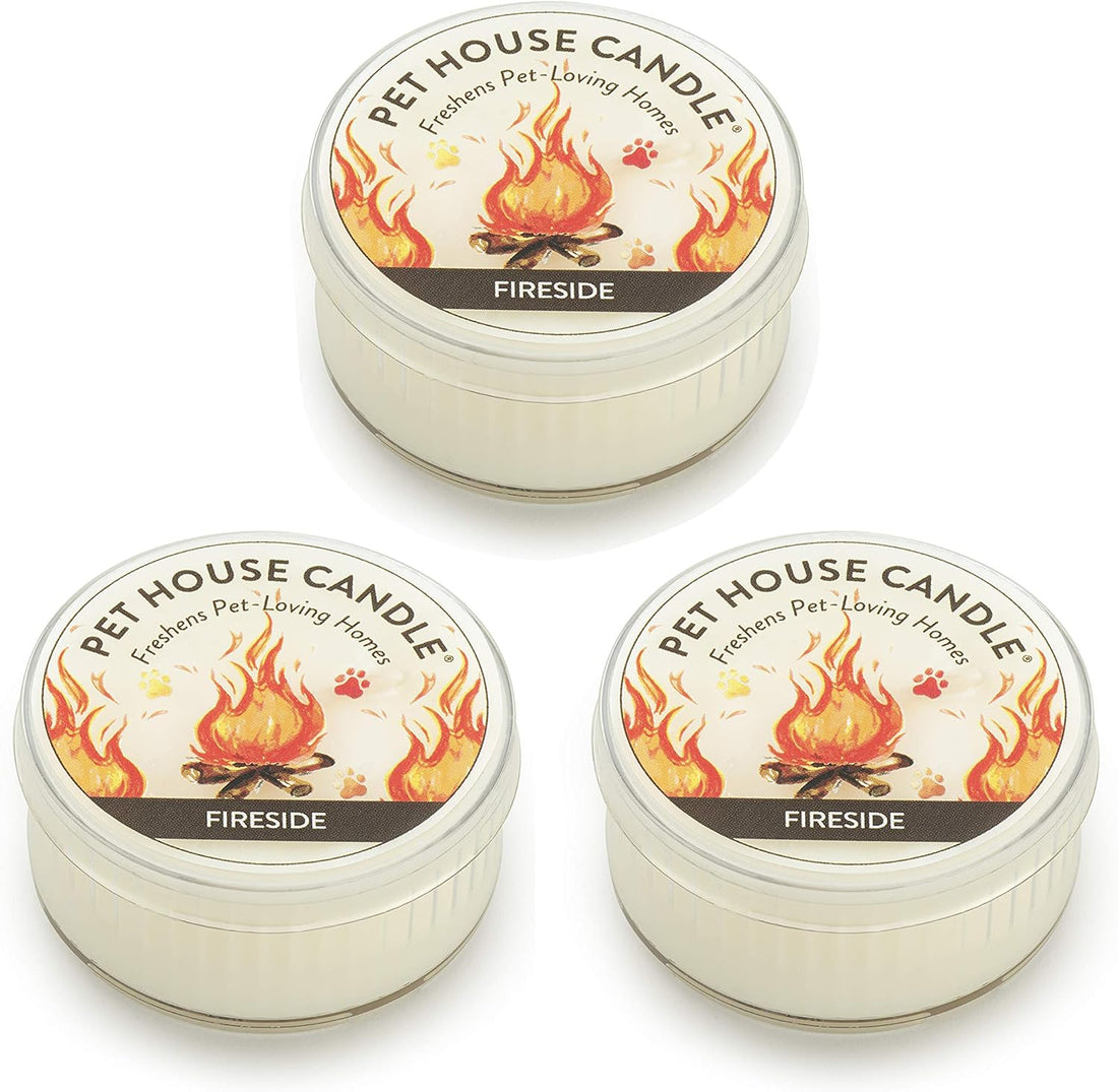 Fireside Mini Candles Plant-Based Wax, 3 Pack Pet House