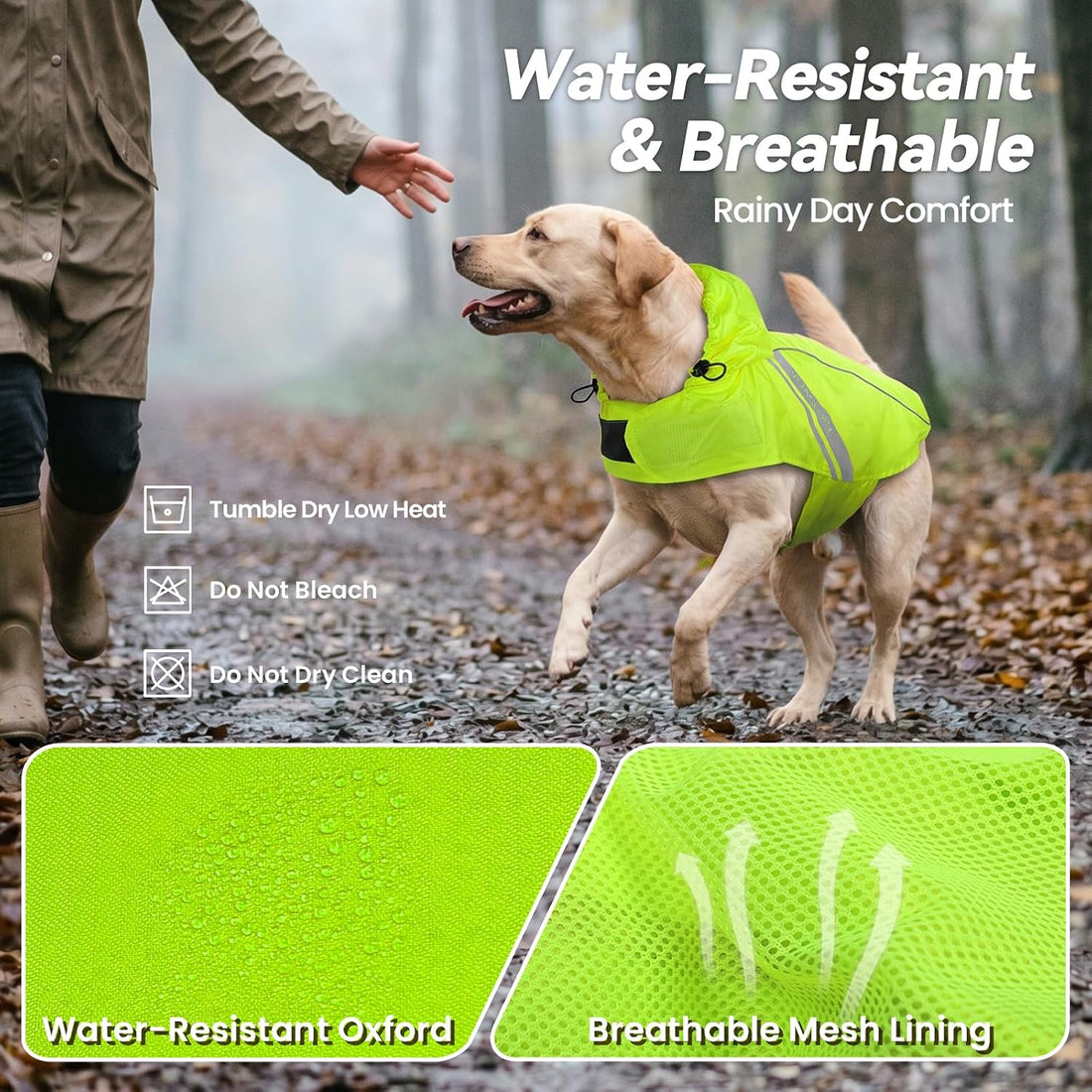 VIVAGLORY Dog Raincoat Wetoff Dog Rain Coat, S