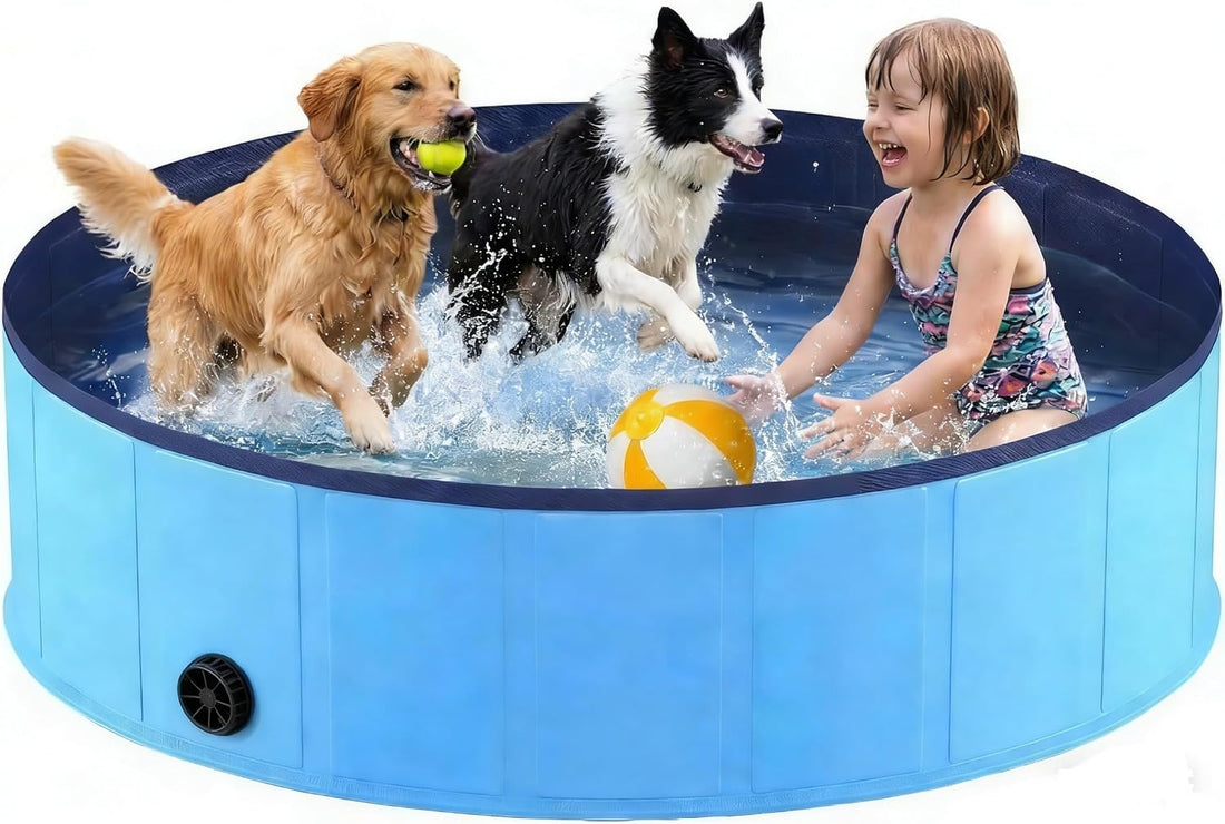 Foldable Dog Pool, Collapsible Dog Swimming Pool 72"x12" Blue