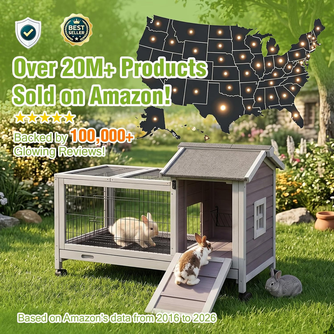 Aivituvin Rabbit Cage Indoor for 1-2 Bunnies