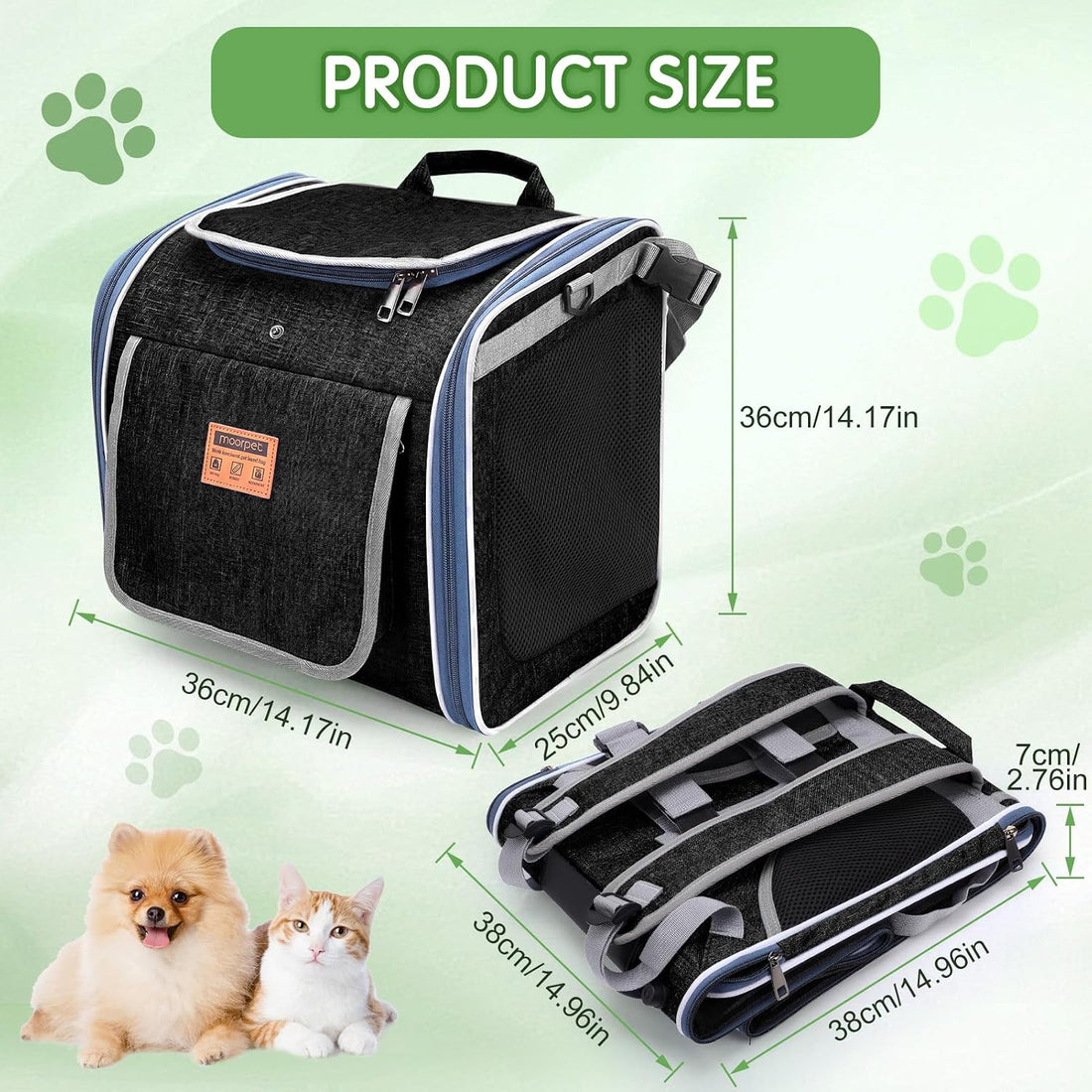 Dog Bike Basket with Internal Storage Pocket, Dog Basket for Bike