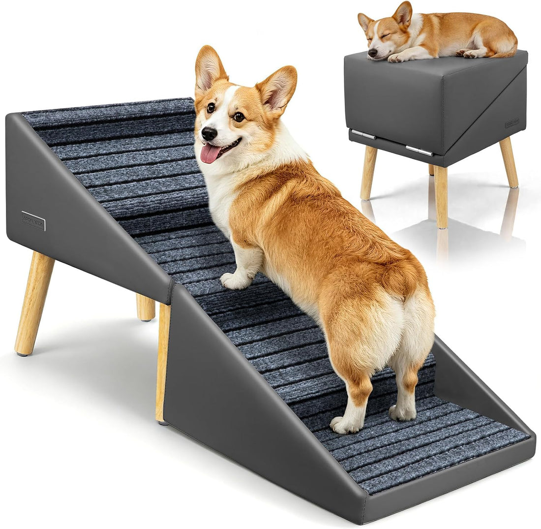 Dog Stairs & Ramp for High Bed & Couch,22.8" 6-Step Foldable Split