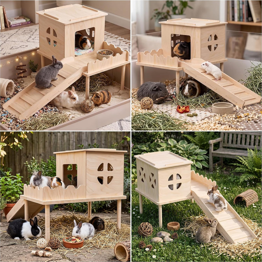 Guinea Pig Hideout, Guinea Pig House & Castle with Ramp, Platform