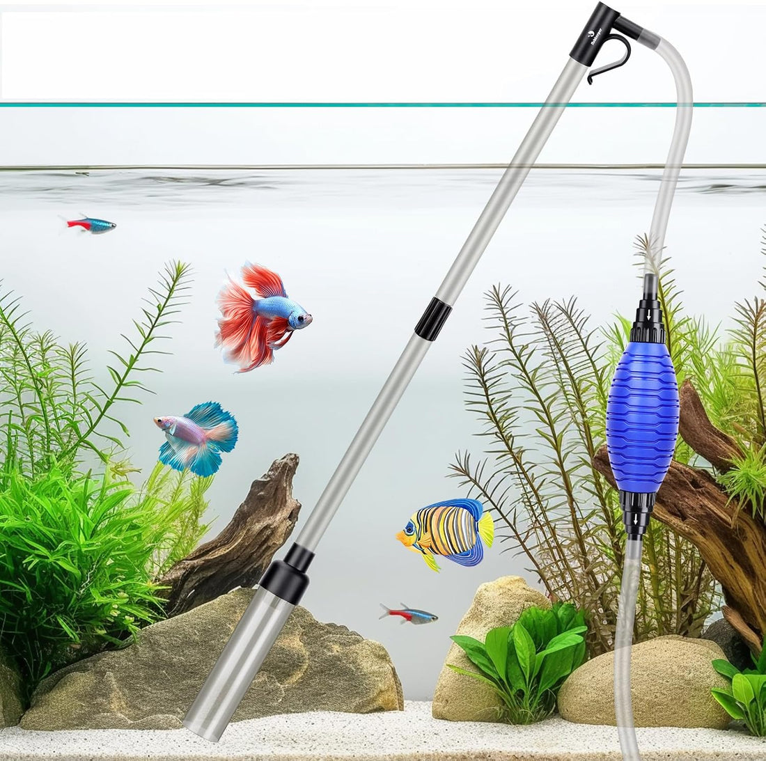 fishkeeper 4-in-1 Aquarium Siphon Gravel Cleaner