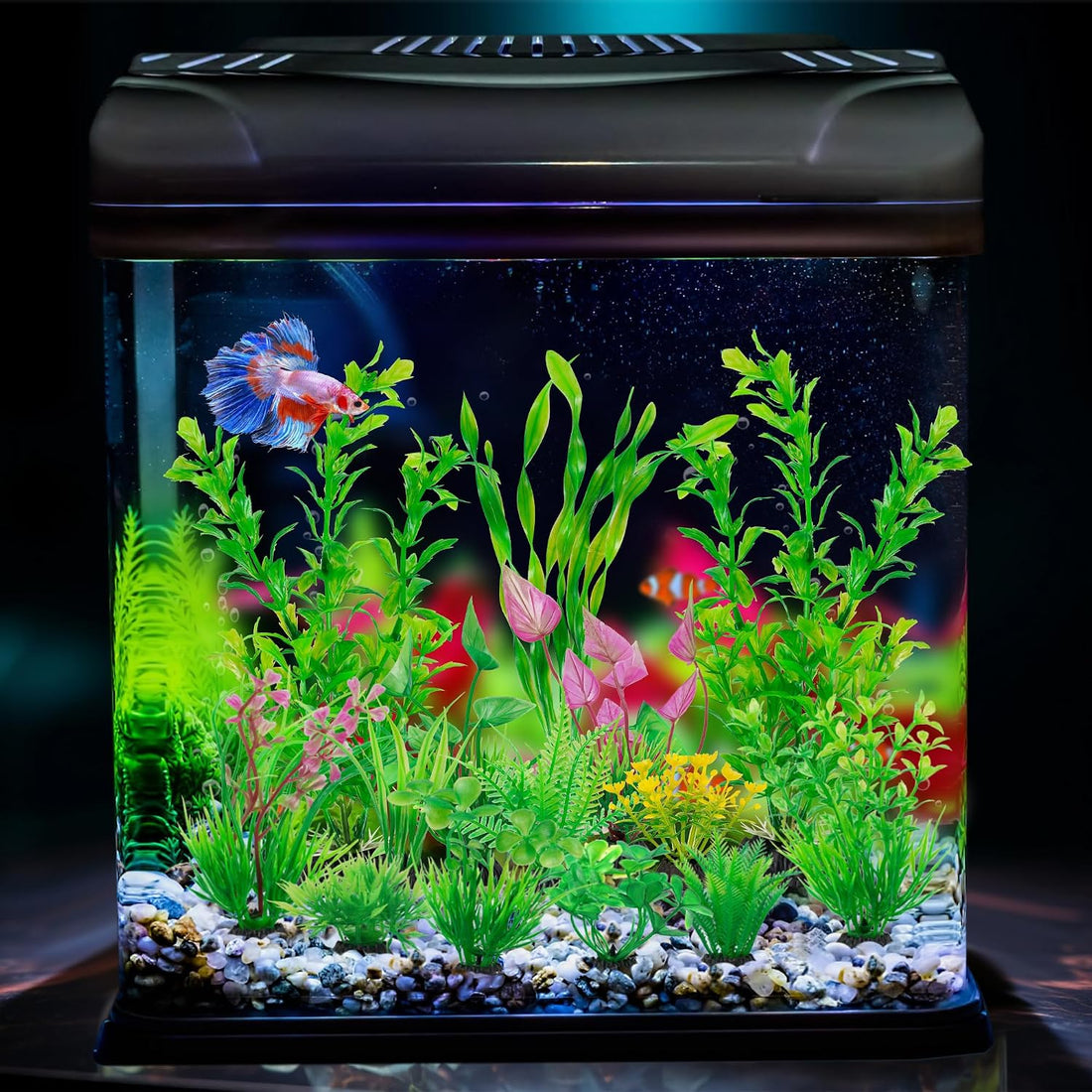 Ameliade 14 PCS Soft Plastic Aquarium Plants Green Fish Tank Decor Set