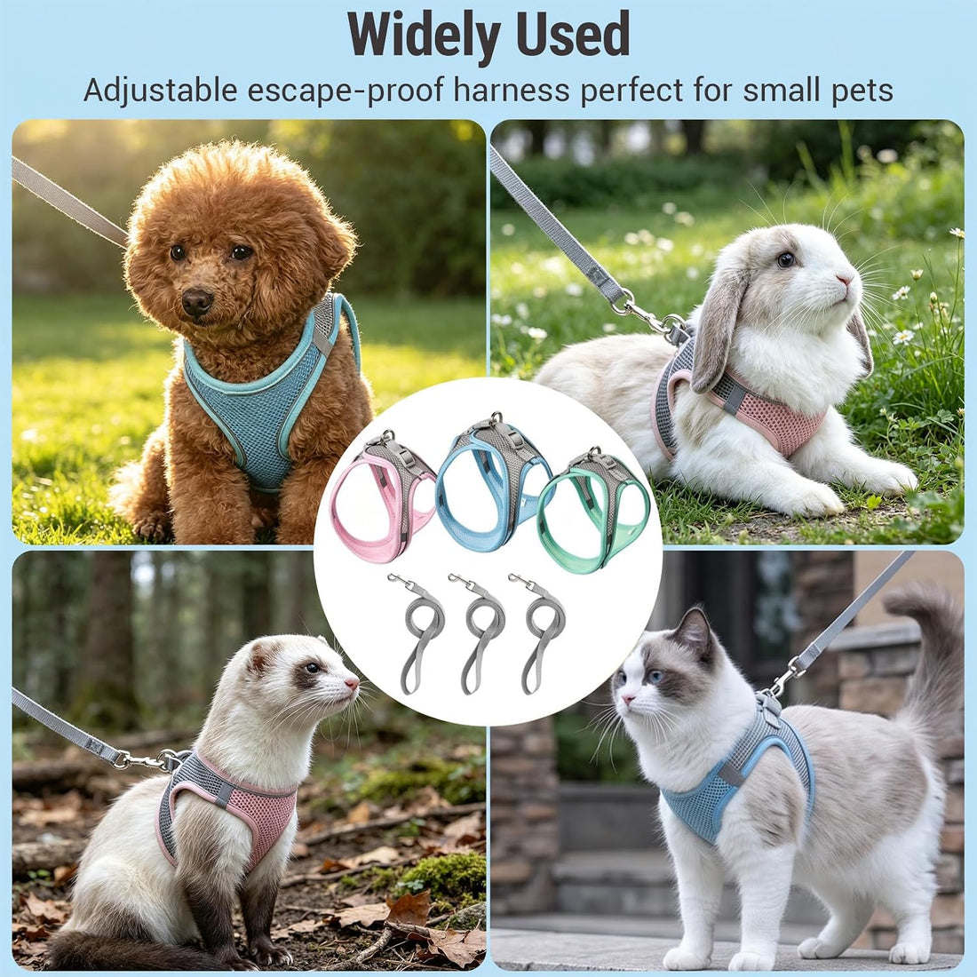 Rabbit Harness and Leash Set for Bunny, Reflective Small Pet Vest