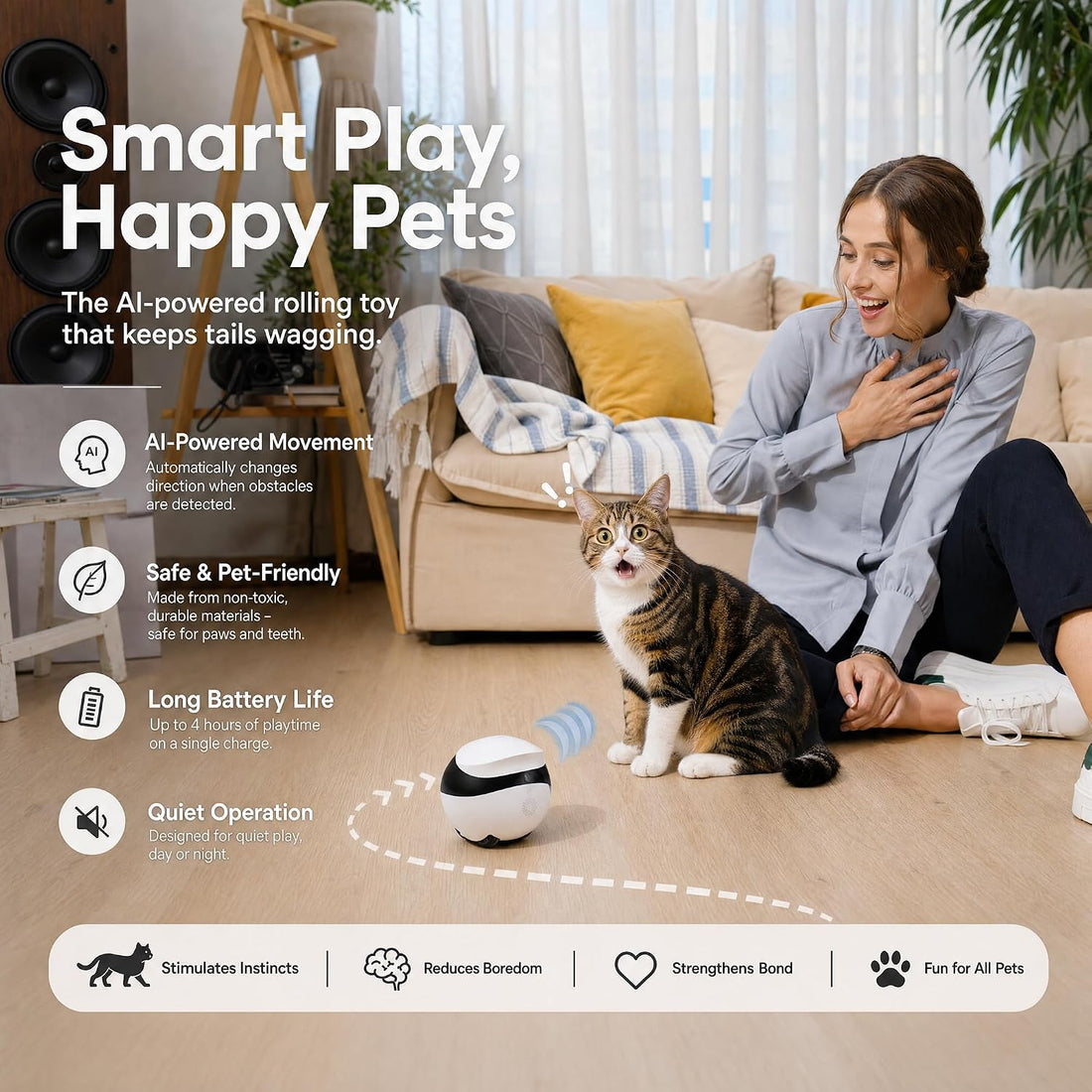 Enabot EBO SE Rolling Robot Camera with 2-Way Talk,Pet Indoor Home
