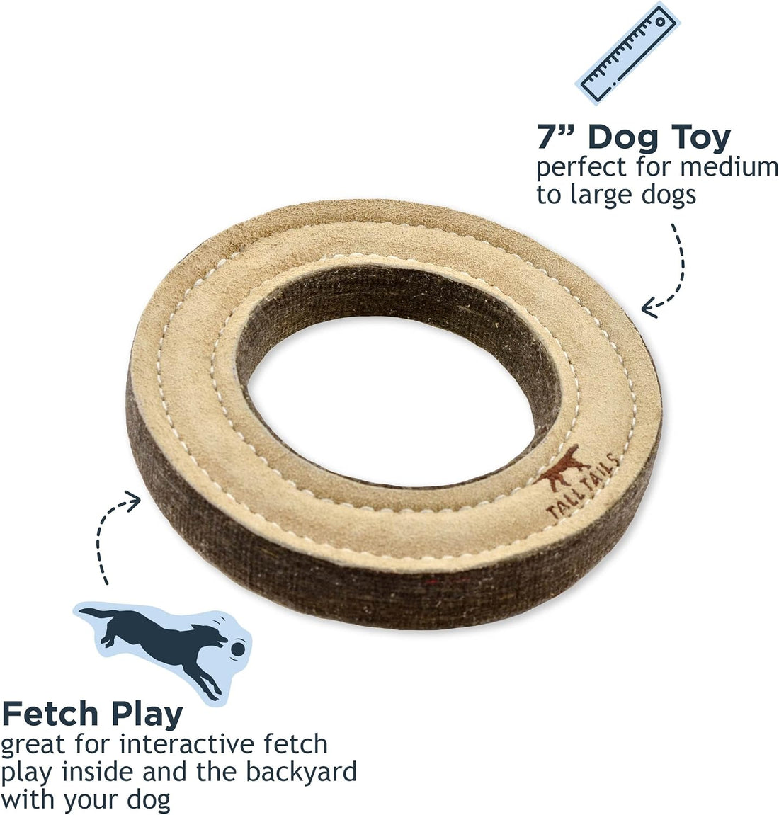 Tall Tails Ring Natural Leather Fetch Toy for Dogs