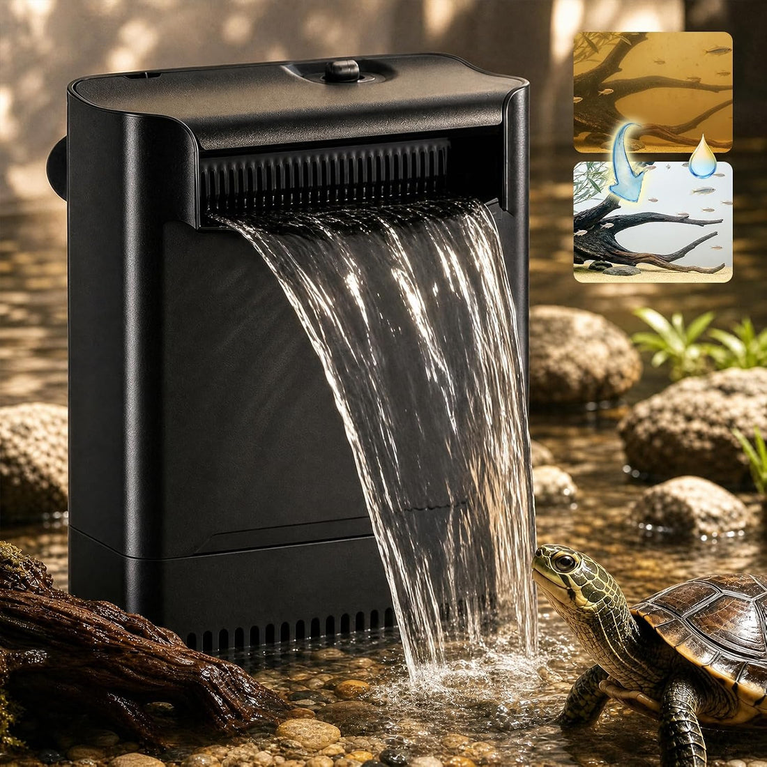 Turtle Tank Filter Aquarium Filter Power Adjustable 20-75 Gal. 290GPH
