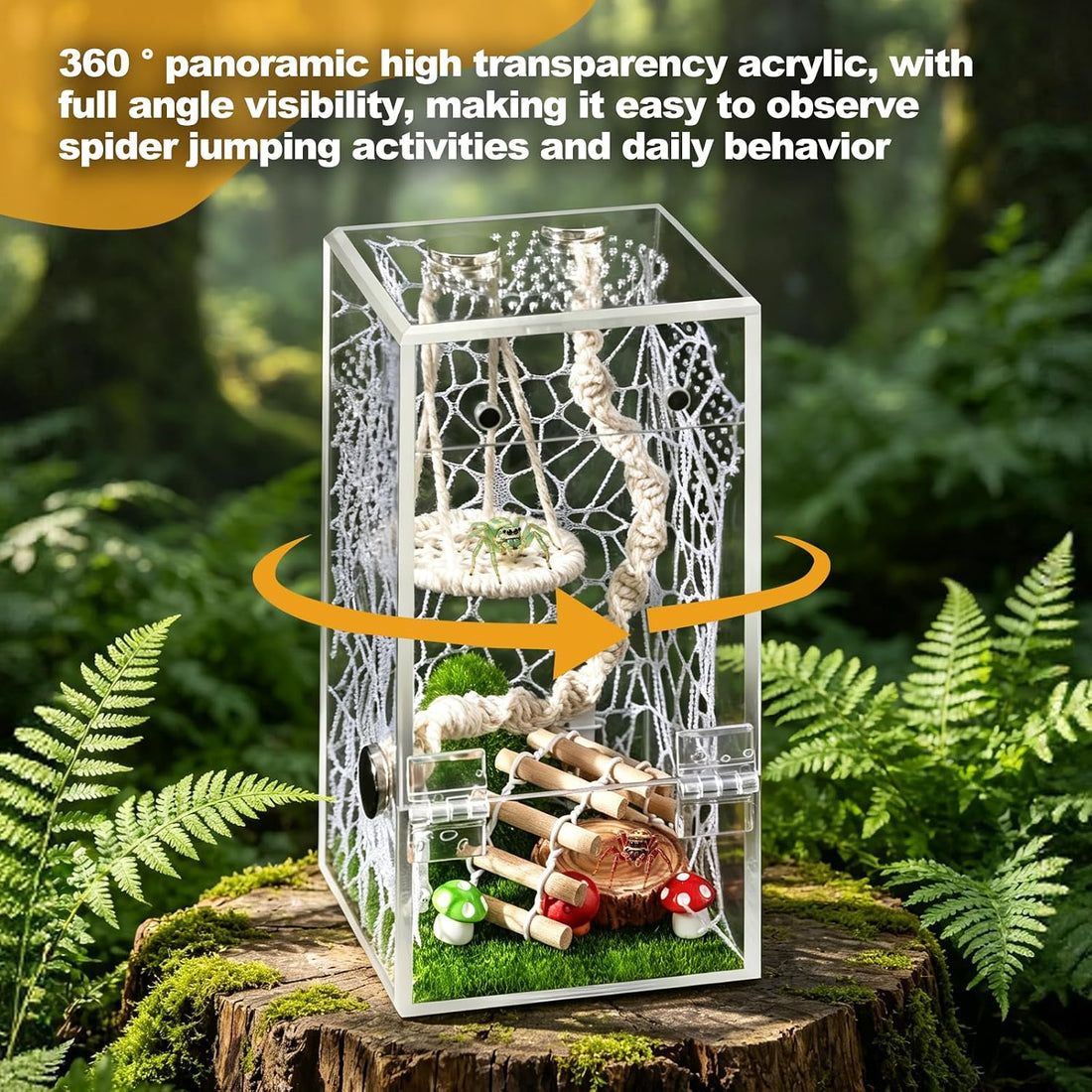 18Pcs Jumping Spider Enclosure Hammock Kit,Ventilation DIY Insects