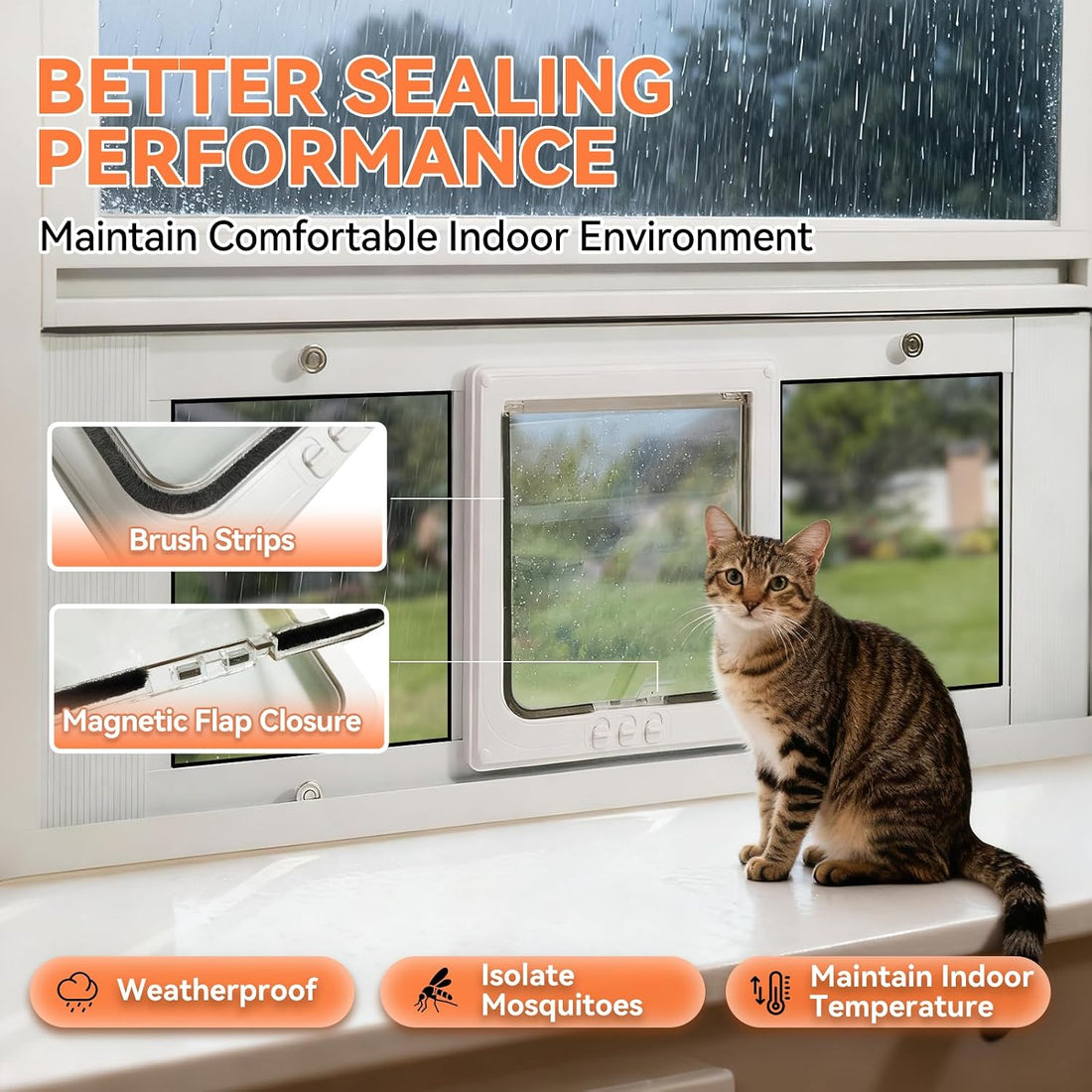 LIBBEPET Cat Door for Window, Adjustable Window Width 31"-36", Large