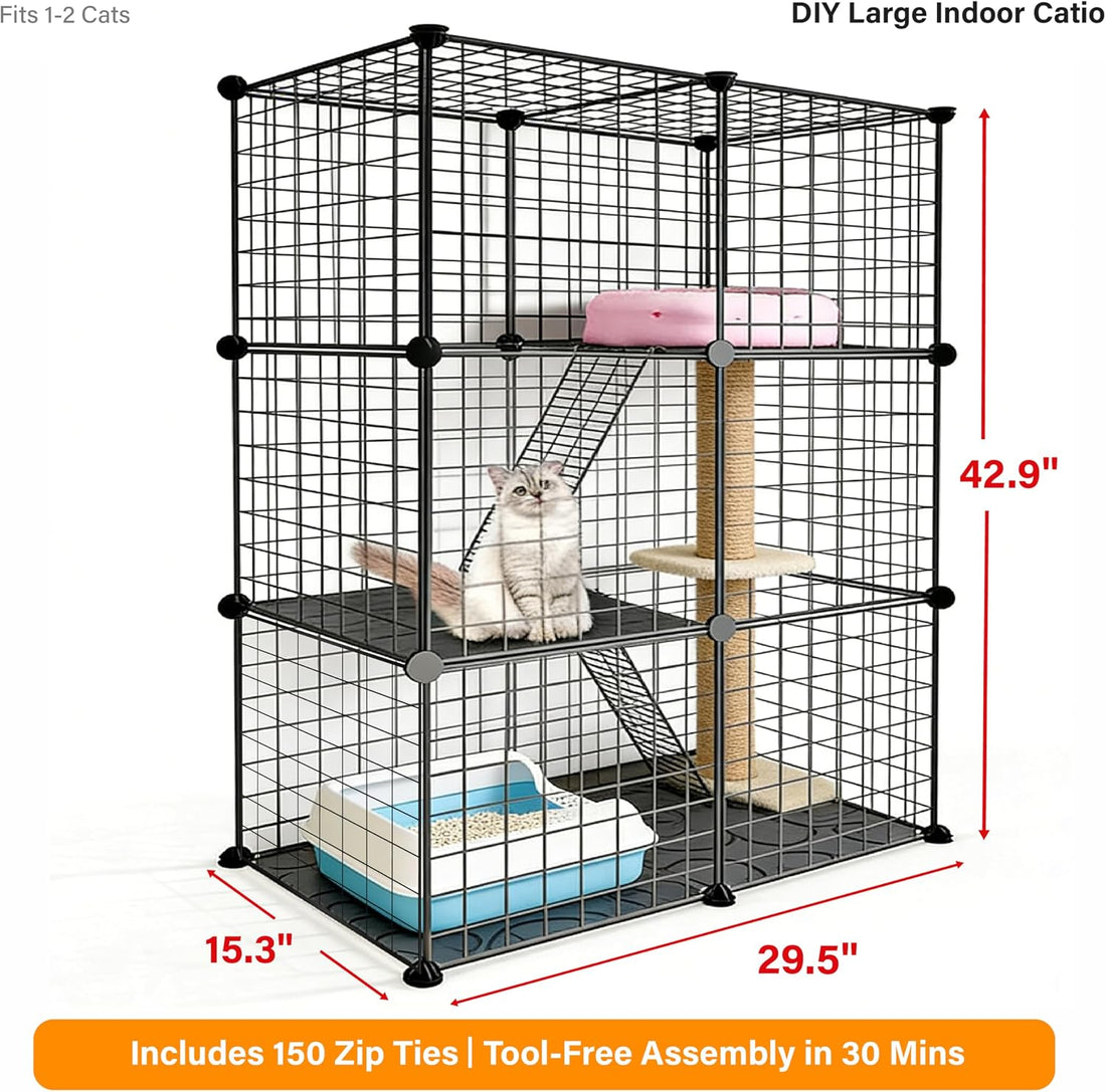 DIY Modular Cat Playpen 2x3x1 Grid | Compact Indoor Cat Enclosure