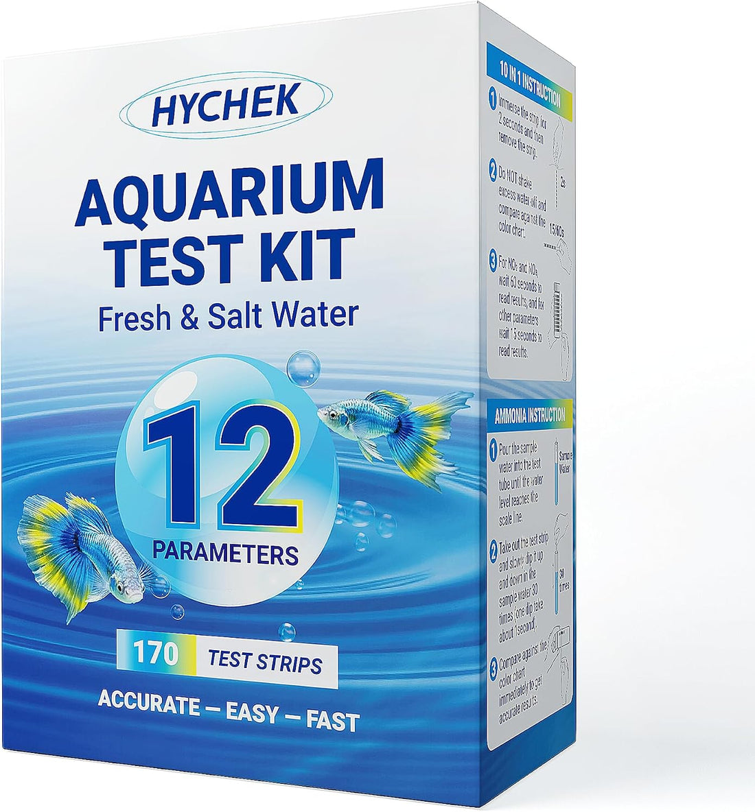 12 in 1 Accurate Aquarium Test Kit, Fresh and Salt Water Test Strips