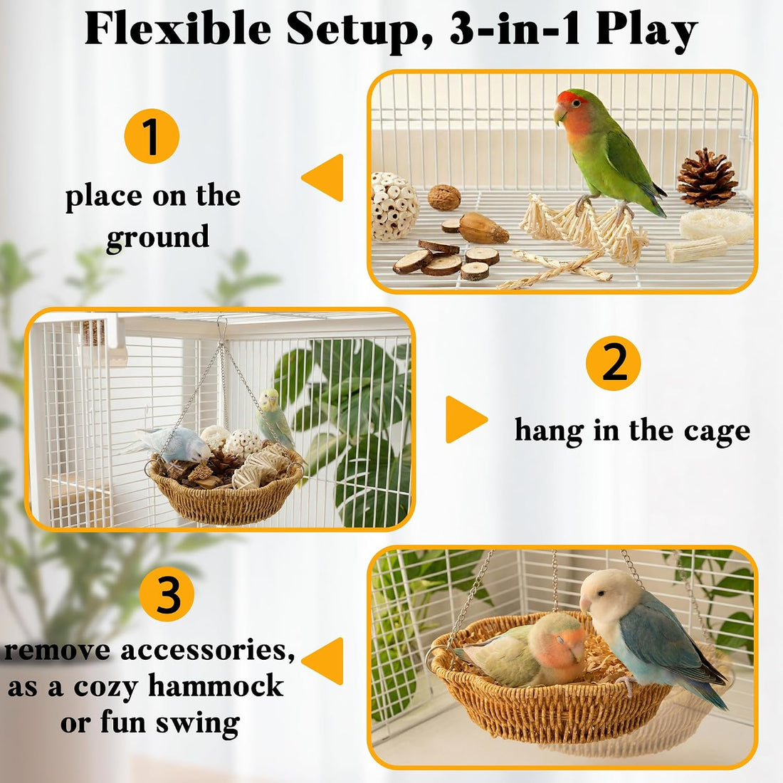Jevnd 20Pcs Bird Foraging Toy Set with Hanging Basket