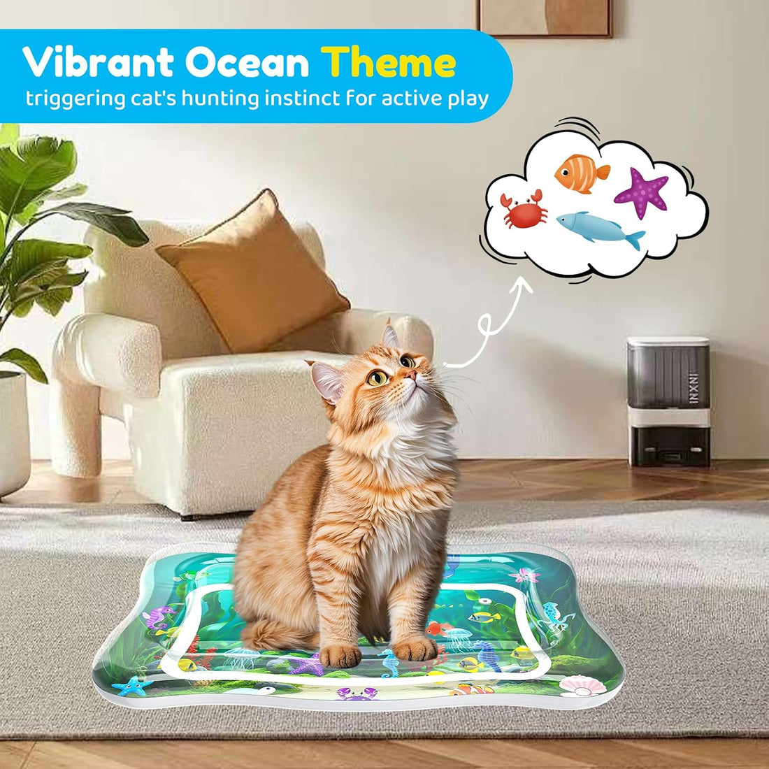 Interactive Cat Toy for Indoor Cats, Upgraded Cat Water Mat