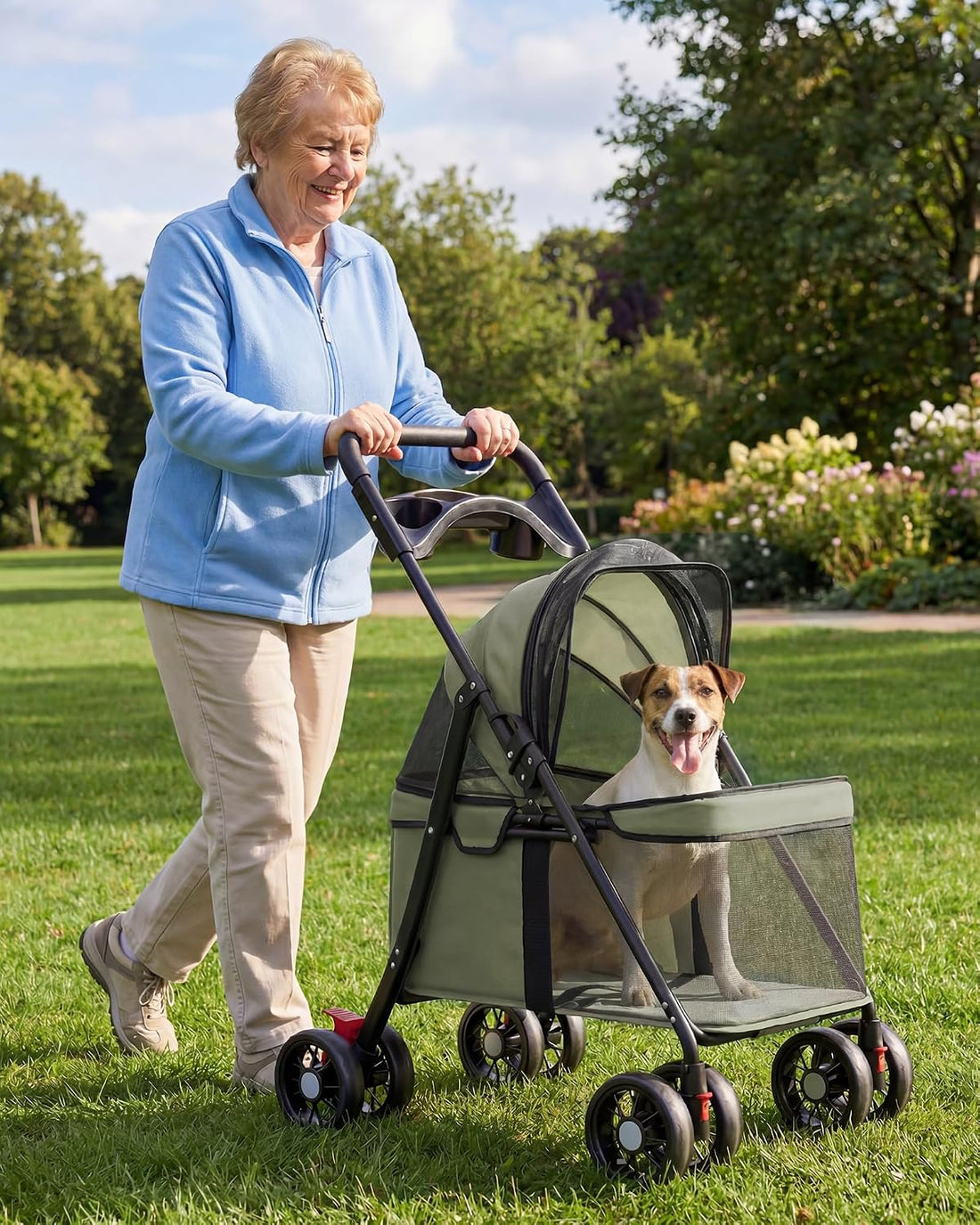 GTPLAYER Foldable Pet Stroller for Small Dogs and Cats
