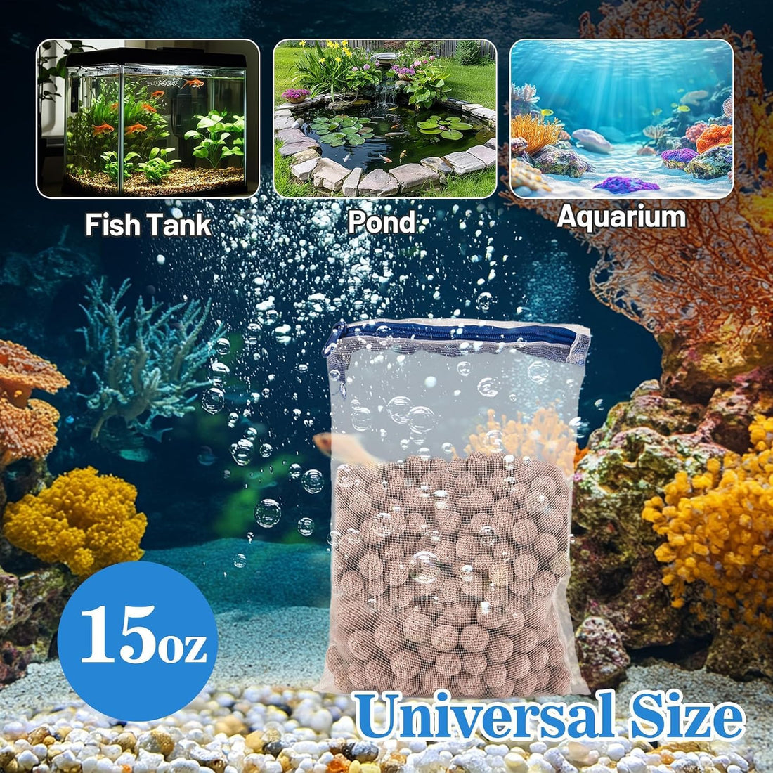 Sukh 15oz Ceramic Bio Balls - Aquarium Fish Tank Filter Media