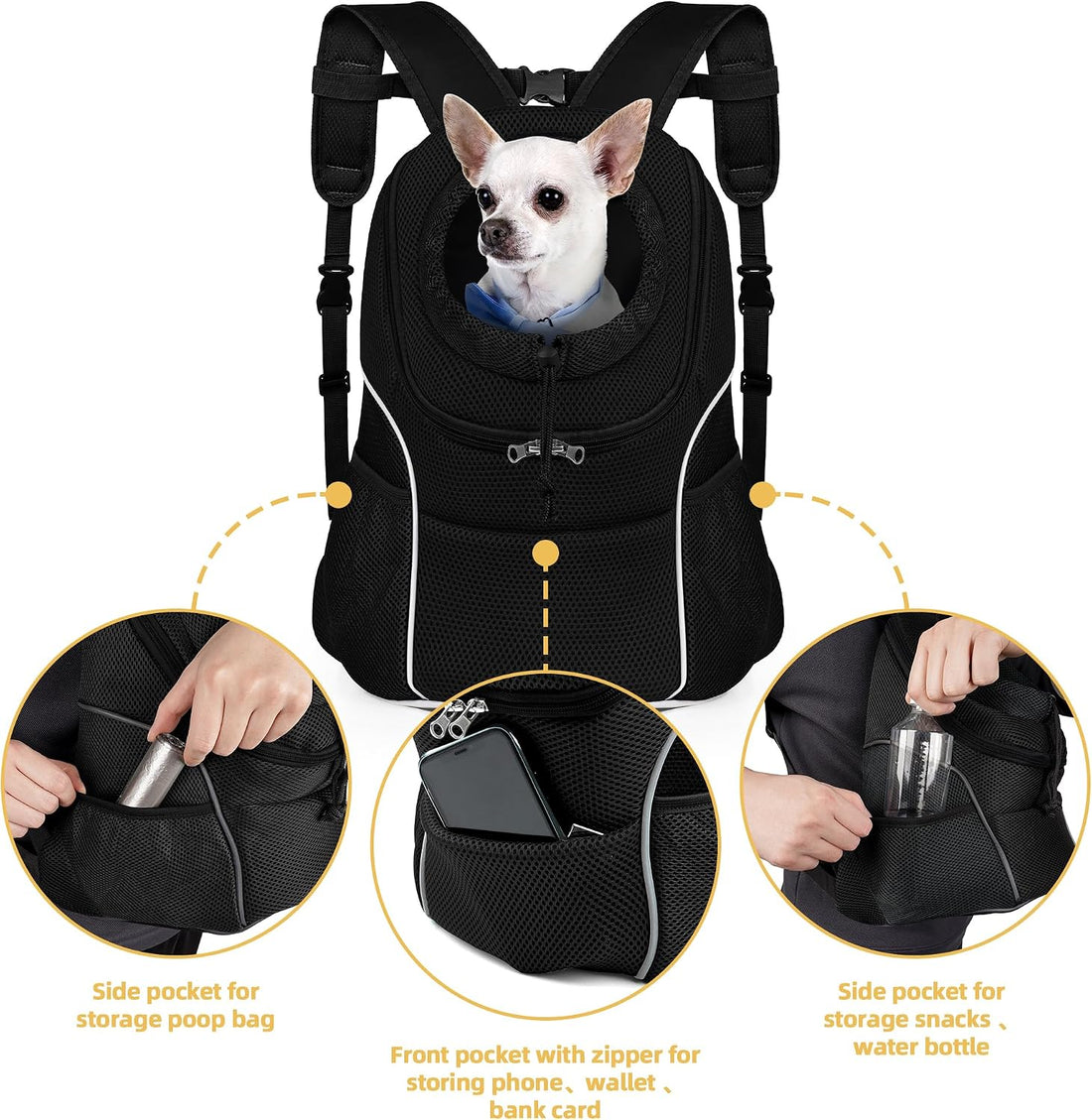 WOYYHO Pet Dog Carrier Backpack, Ventilated Small Dog Front Backpack
