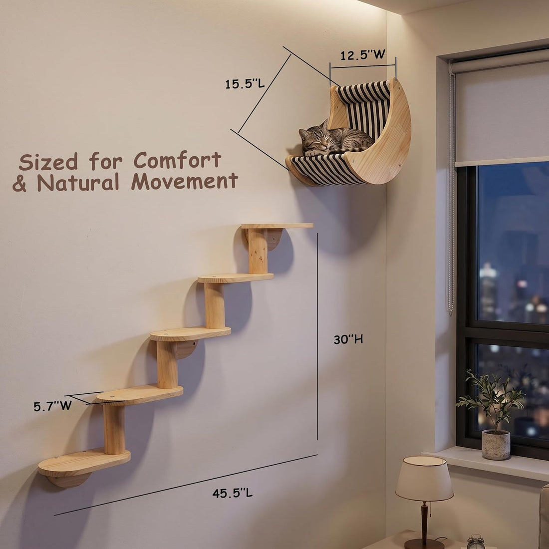 Cat Wall Shelves, Solid Wood Moon Bed