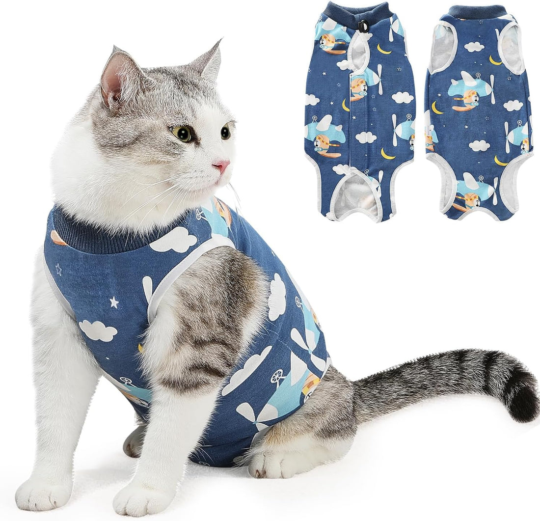 SlowTon Cat Recovery Suit, Cat Onesie for Cats After Surgery, FLBL S