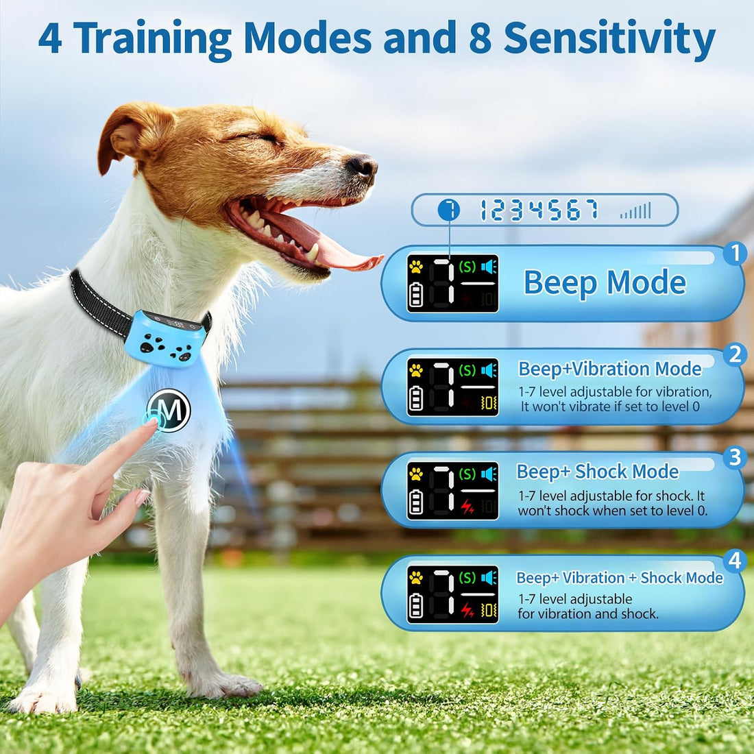 Smart Bark Collar for Large Dogs with 8 Adjustable Sensitivity Levels