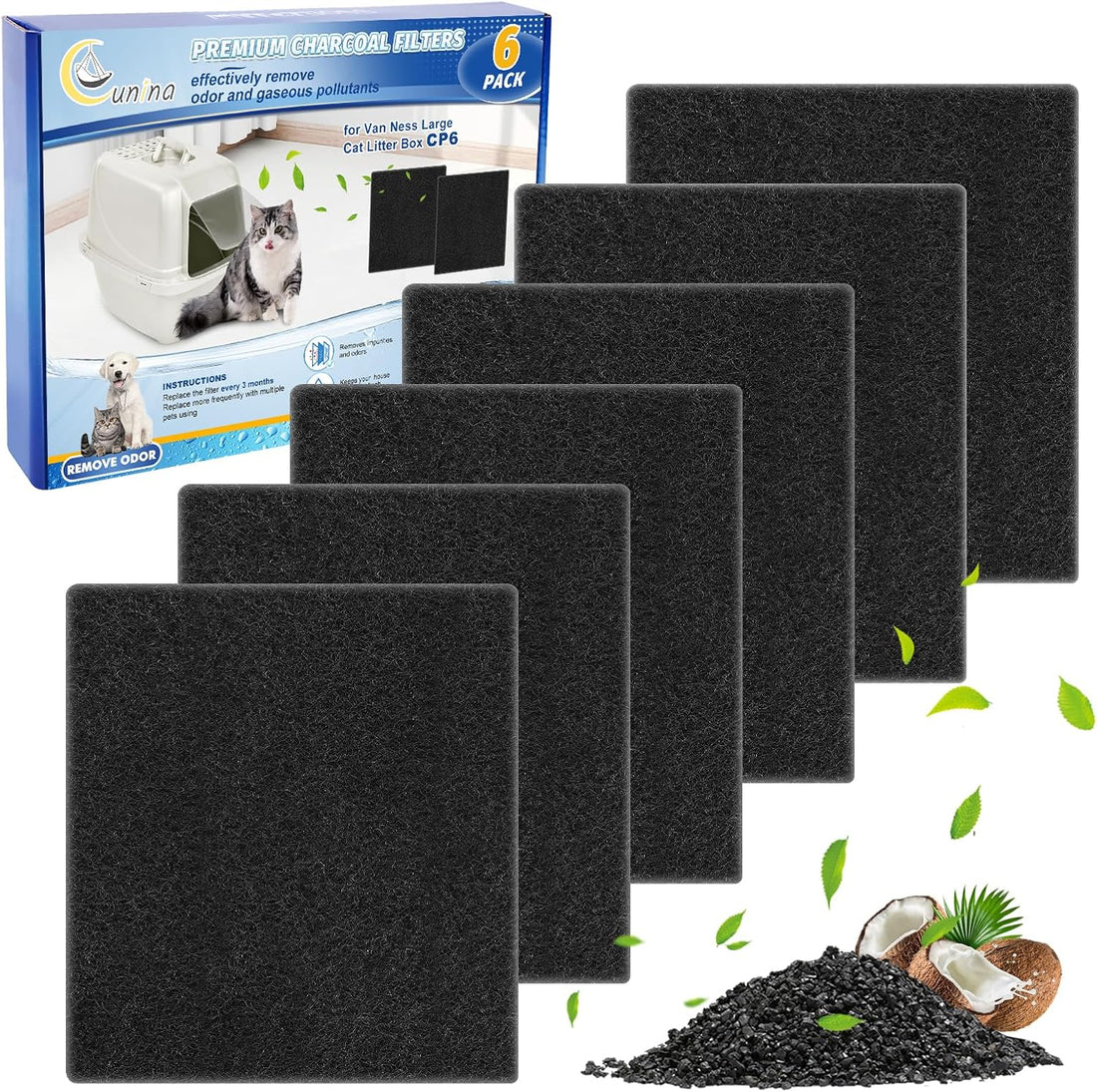 8PCS Cat Litter Box Filter Compatible with Van Ness CP7 Extra Large