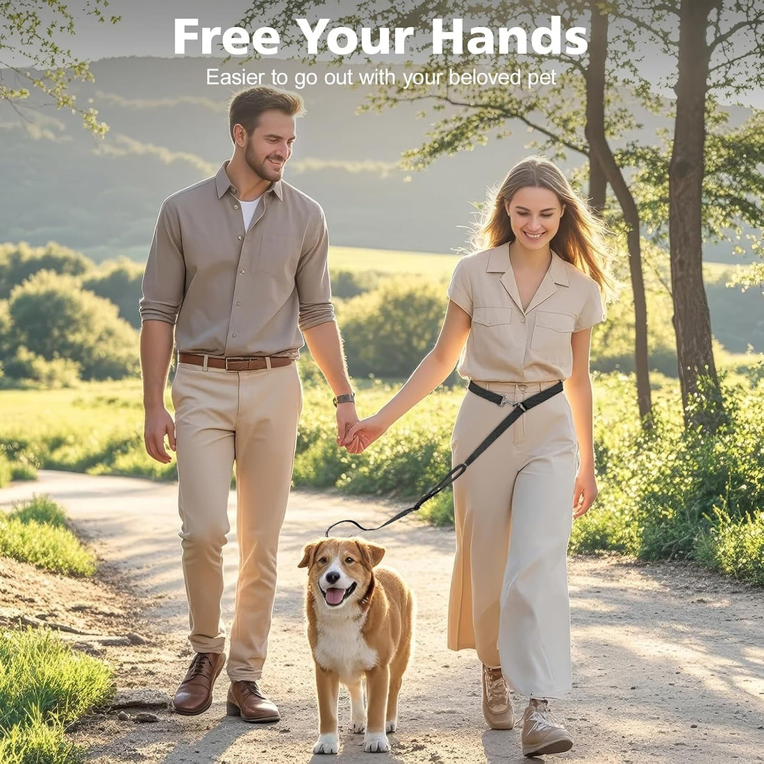 8.5ft Hands Free Dog Leash Adjustable for Medium Dogs