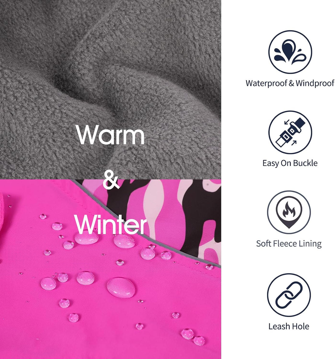 IECOii Extra Warm Dog Coat - Reflective Adjustable Jacket With Buckle