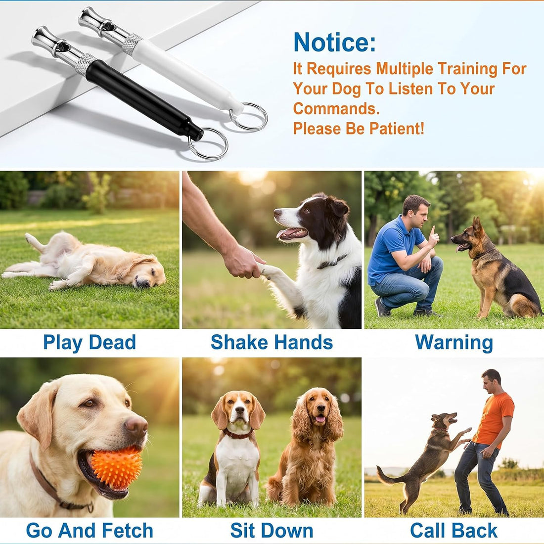 2 Pack Adjustable Ultrasonic Dog Whistle