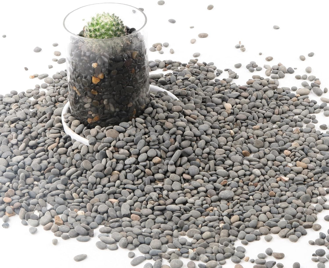 Black Rock, CJGQ 18lb River Rocks Pebbles for Plants Succulents