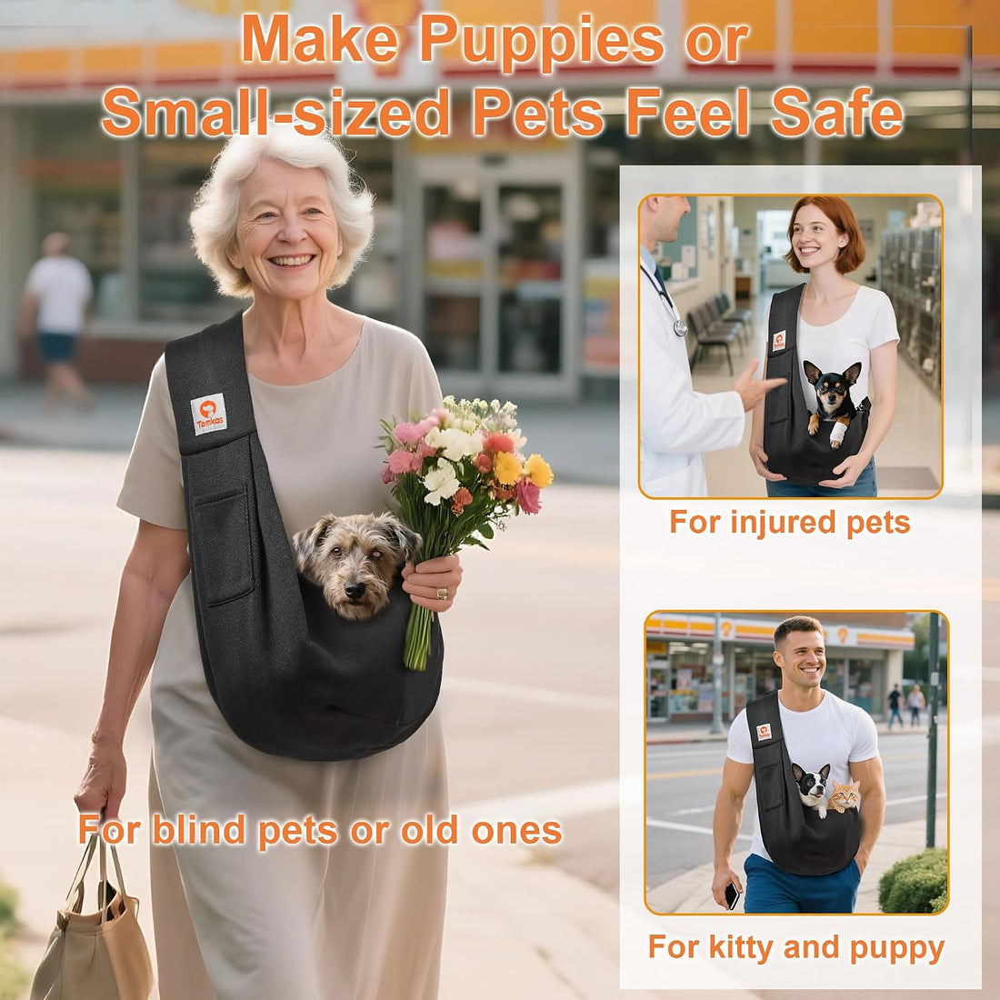 Tomkas Small Dog Cat Sling Carrier Puppy Purse Travel Wrap Soft