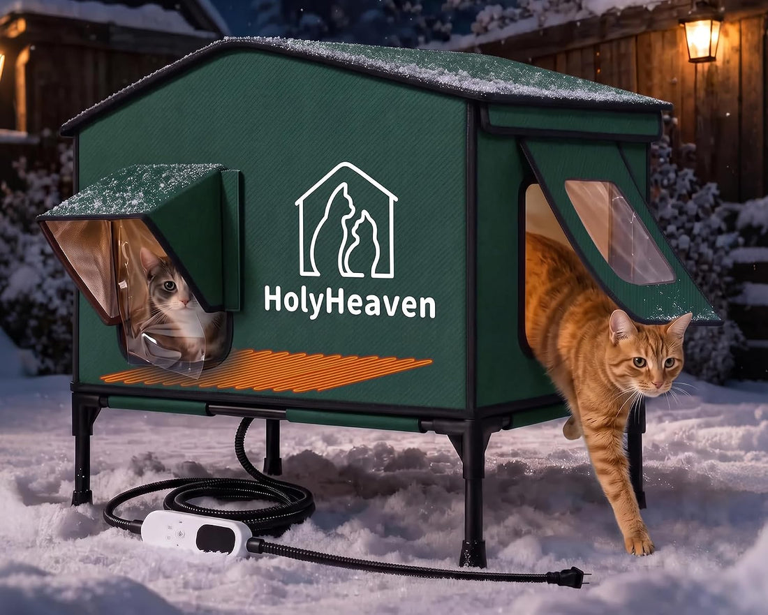 Extra Large PU Leather Heated Cat House for Outside