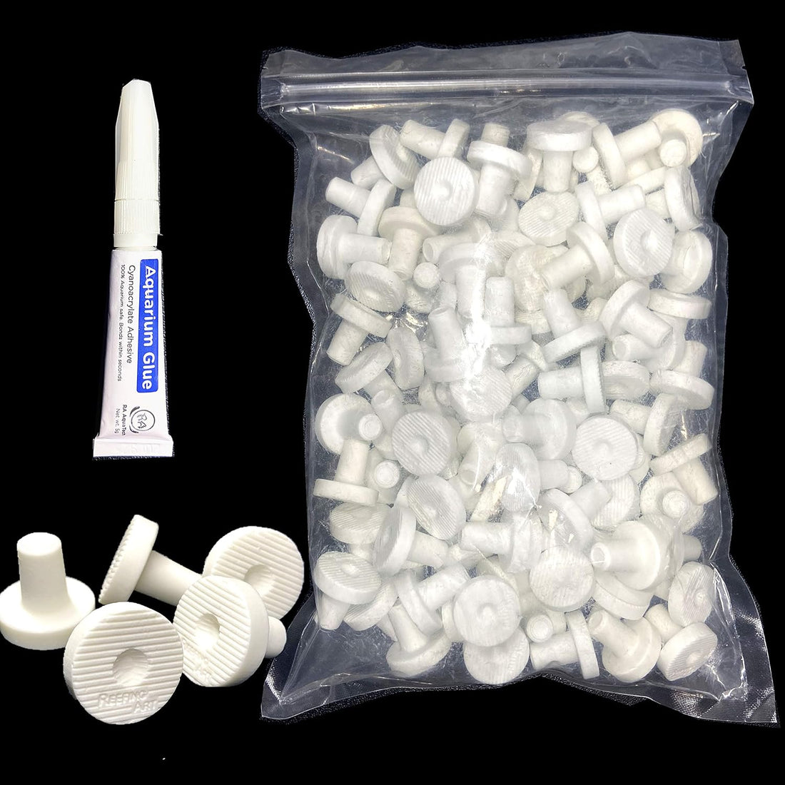 Ceramic Coral Frag Plugs 100 Pack Free Aquarium Glue for SPS LPS Tile