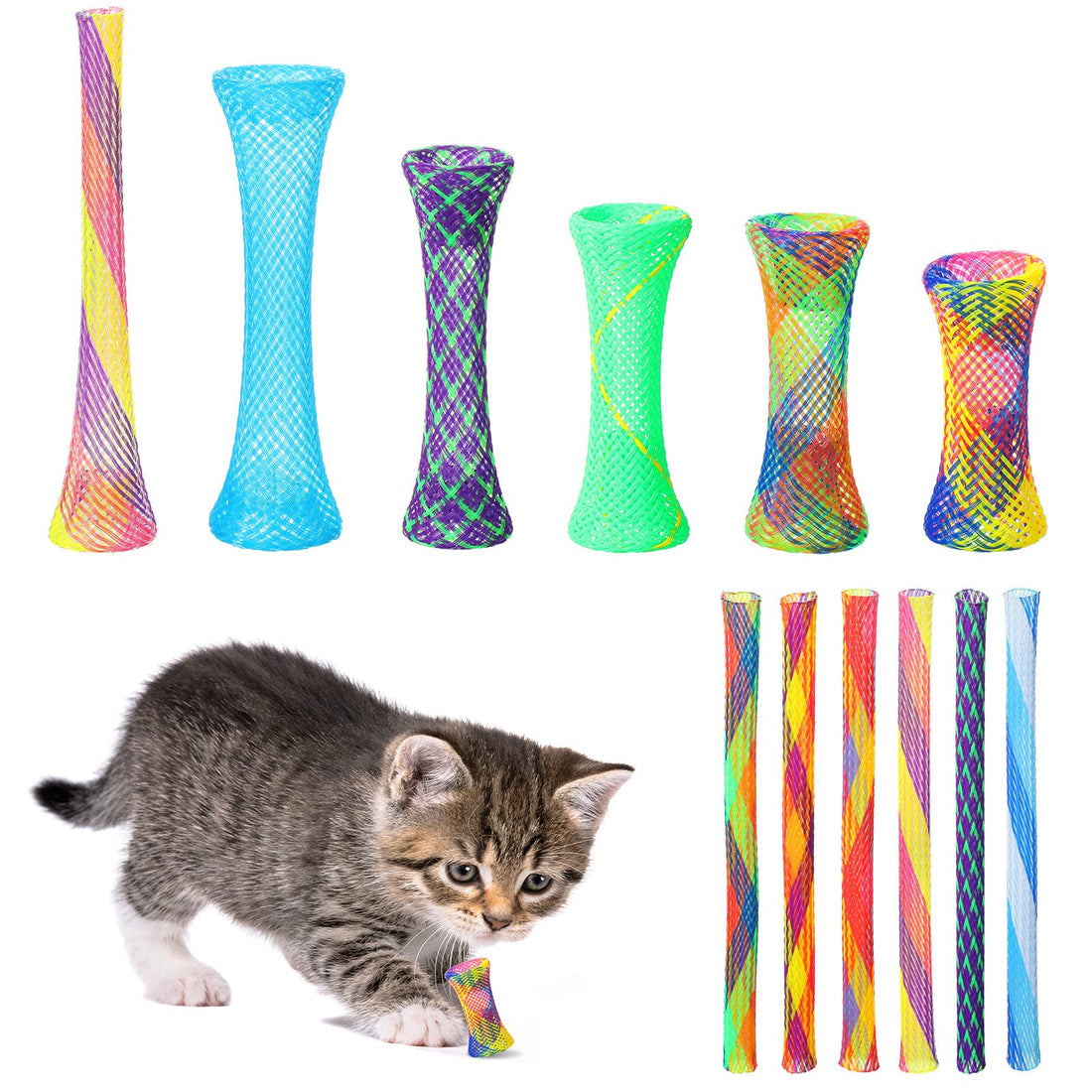 Leitee 60 Pcs Cat Spring Toys Kitten Tubes Indoor Interactive Chinese