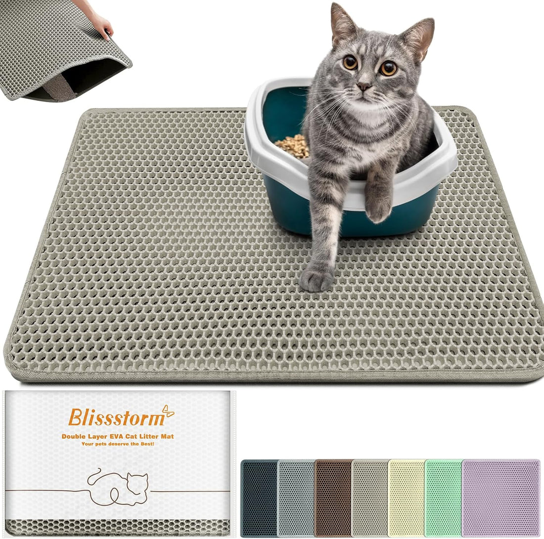 Cat Litter Mat 24"x16",Double Layer EVA Litterbox Mat
