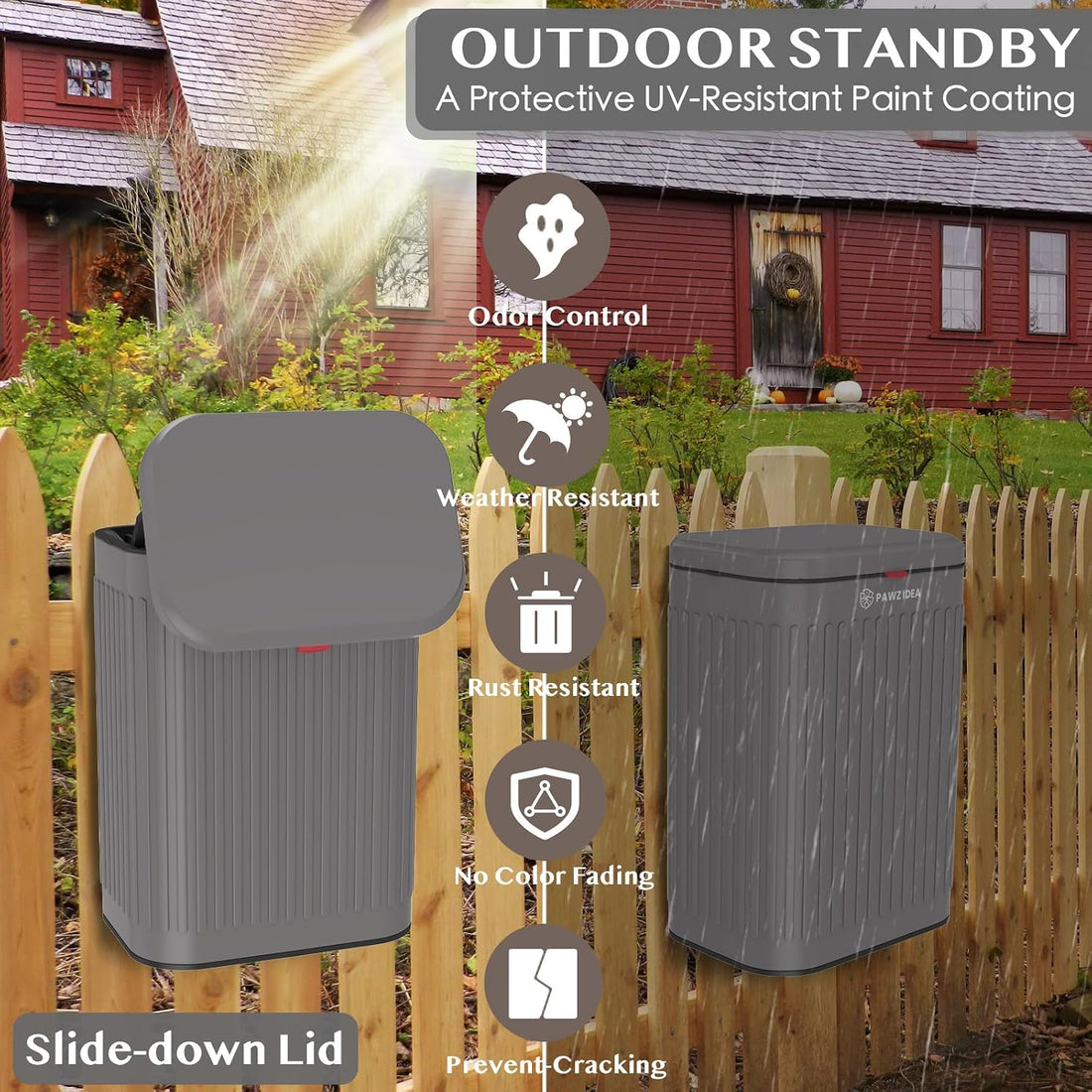PAWZIDEA Wall Mount Dog Poop Trash Can Outside Odor Control