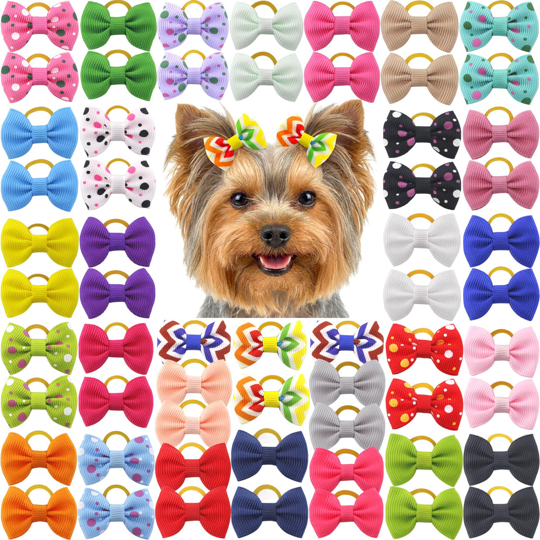 Puppy Hair Bows Small Dog Mini Rubber Bands Doggie Bowknot Pet