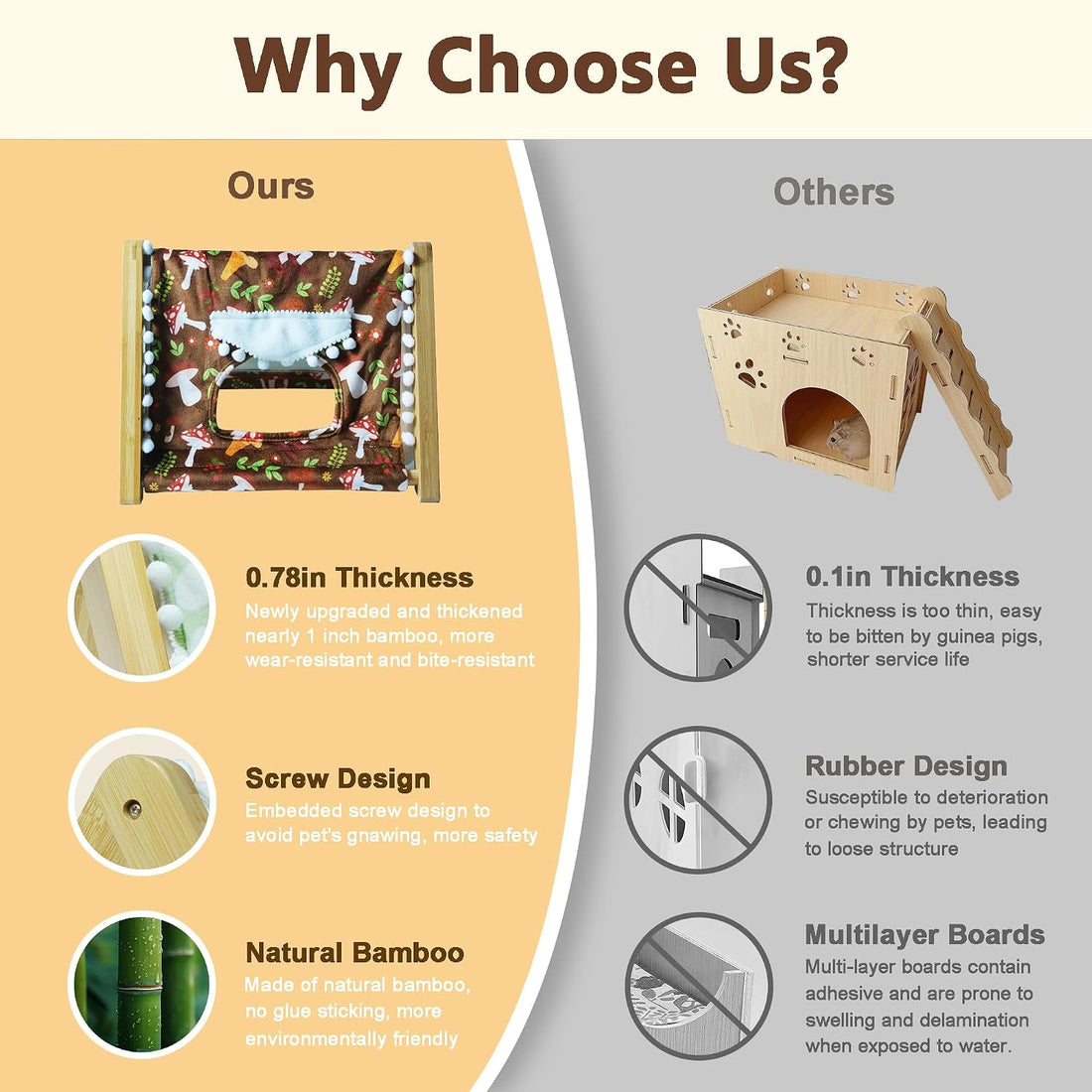 Guinea Pig House, Bamboo Hideout with Window