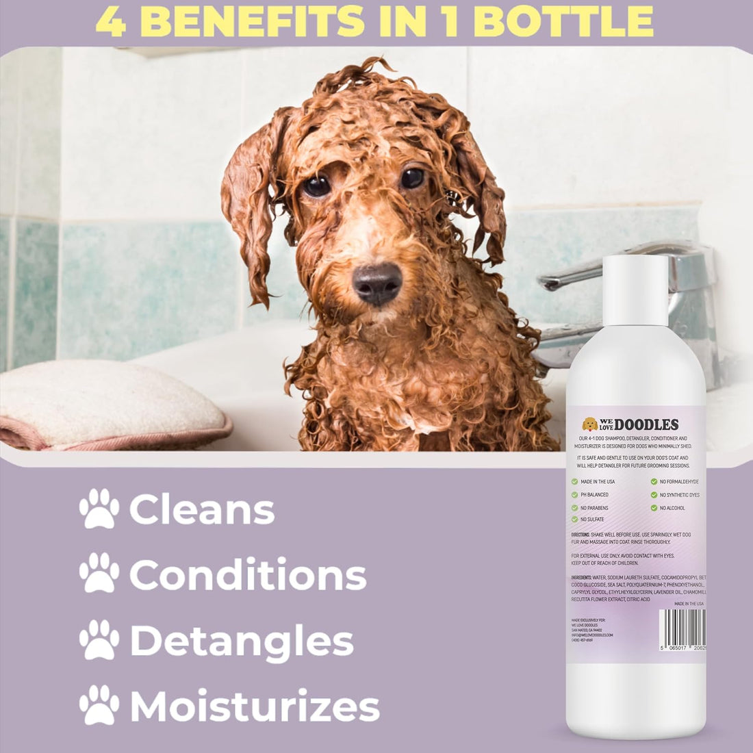 4-in-1 Dog Shampoo Dog Shampoo, Conditioner & Detangler