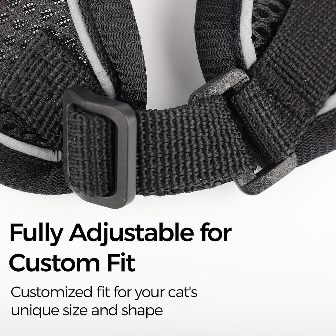 Cat Harness and Leash Set, Lightweight Air-Mesh Cat Vest, Black, XL