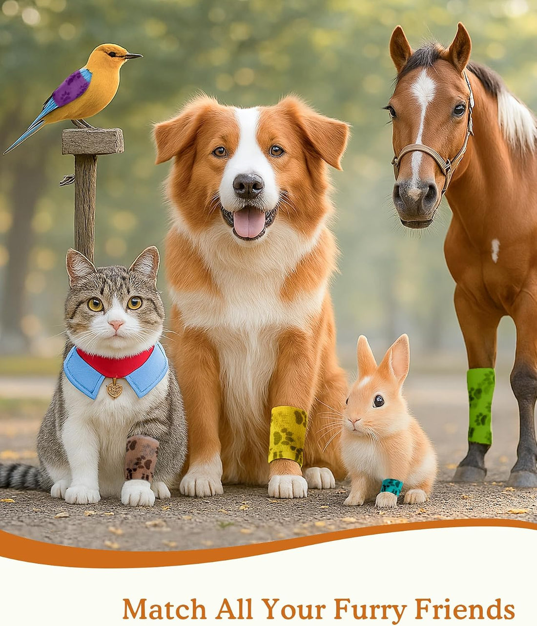 Self Adhesive Bandage Vet Wrap, 8 Rolls for Dog Cat Horse First Aid