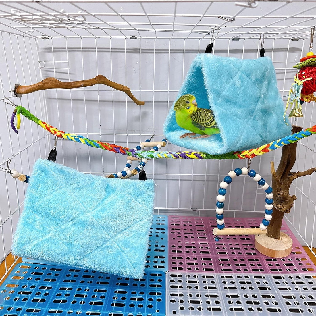 2Pcs Bird Tent Plush Hammock Warm Hut Hanging Nest for Cage